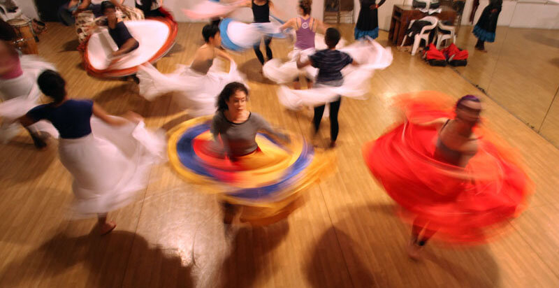 Afro-Cuban dancers practice at the Dance Mission Theater in 2015.  