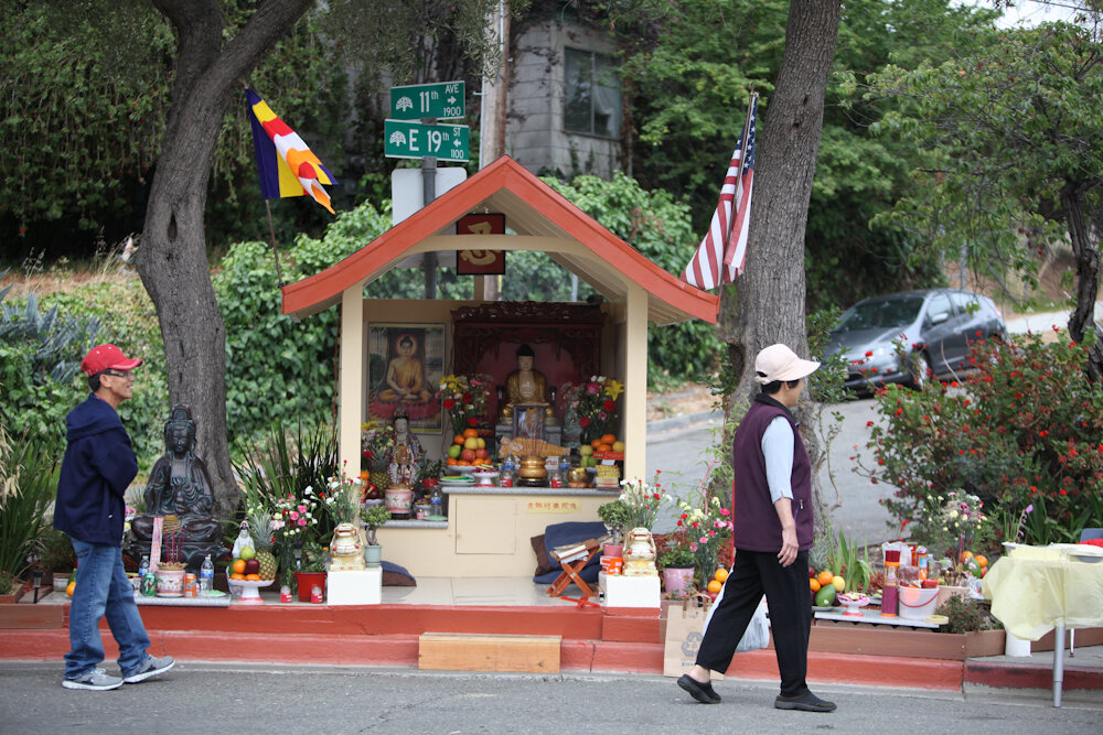  The shrine sits at a median on a corner near Lake Merritt in Oakland.   Photo Credit: Tom Levy 