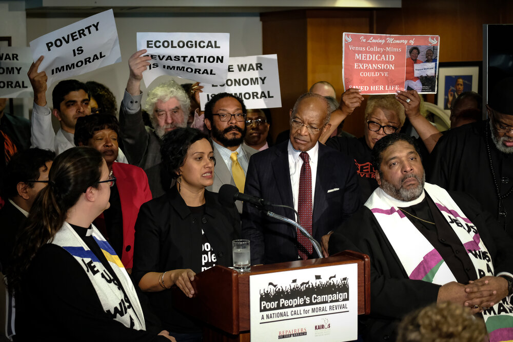 Activist Shailly Gupta Barnes with Reverend William T. Barber, co-chair of the Poor People's Campaign