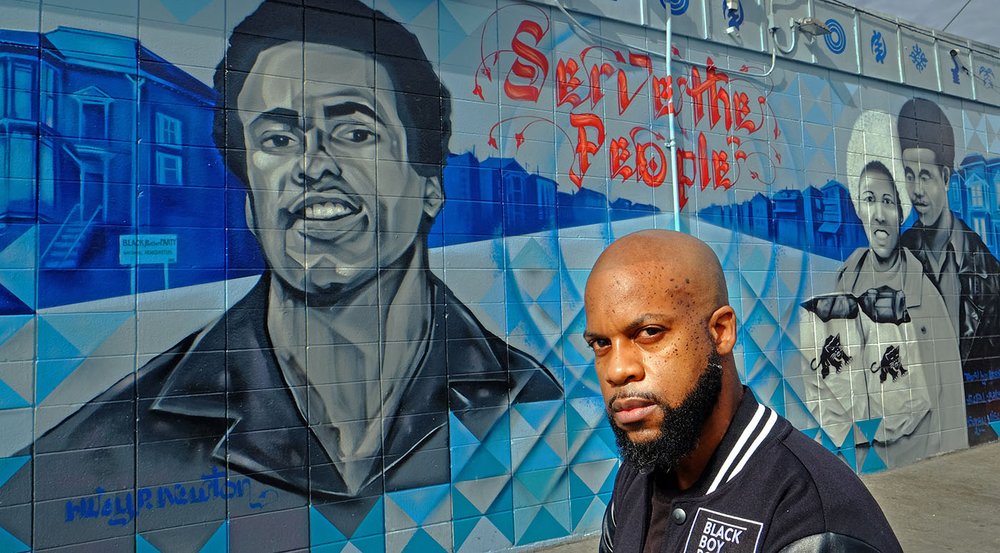 Tyson asked to be photographed in front of a West Oakland mural depicting Huey P. Newton, a famous Black Panther.