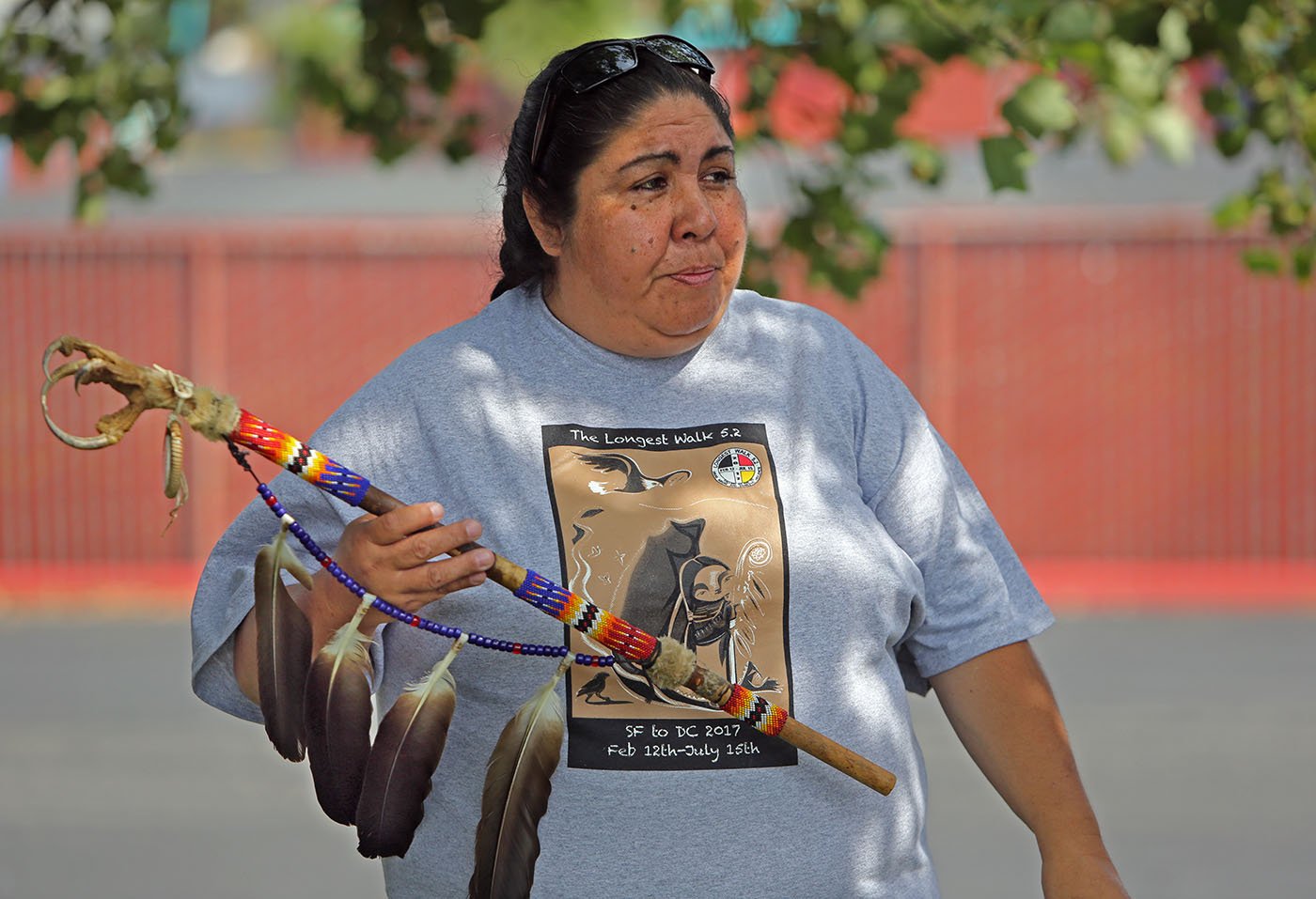  Concord, CA — Corrina Gould, spokesperson for the Lisjan Ohlone people, is a prominent indigenous leader in the Bay Area and a strong ally of the Winnemem Wintu. September 11, 2017. Tom Levy/The Spiritual Edge 