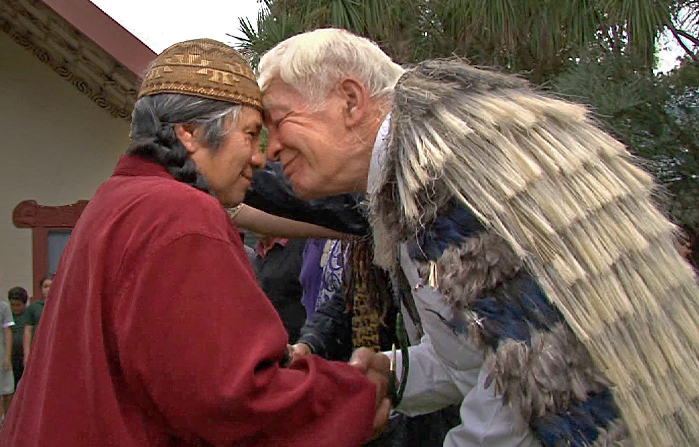  Chief Caleen Sisk at a Maori welcoming ceremony in New Zealand. 2010. Photo: Courtesy of Will Doolittle 