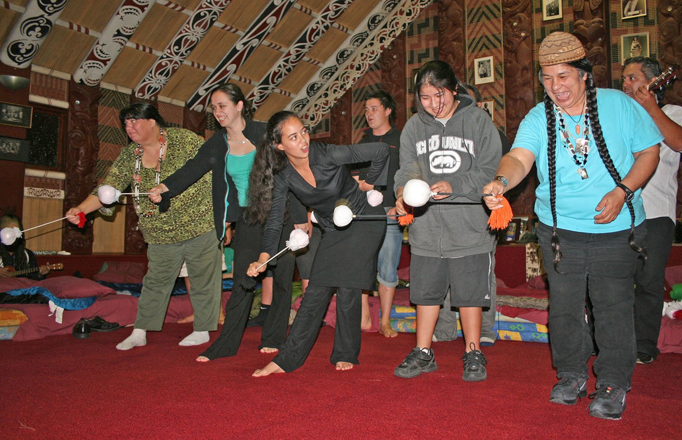  Chief Caleen Sisk and other Winnemem Wintu dance with the Maori in New Zealand. 2010. Photo: Courtesy of Will Doolittle 