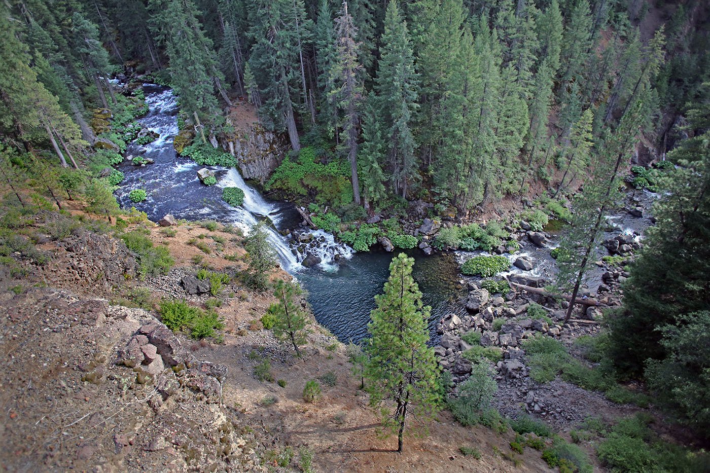  Upper McCloud River Falls, CA — The McCloud River is an important part of the ancestral homeland of the Winnemem Wintu people. July 10, 2019. Tom Levy/The Spiritual Edge 