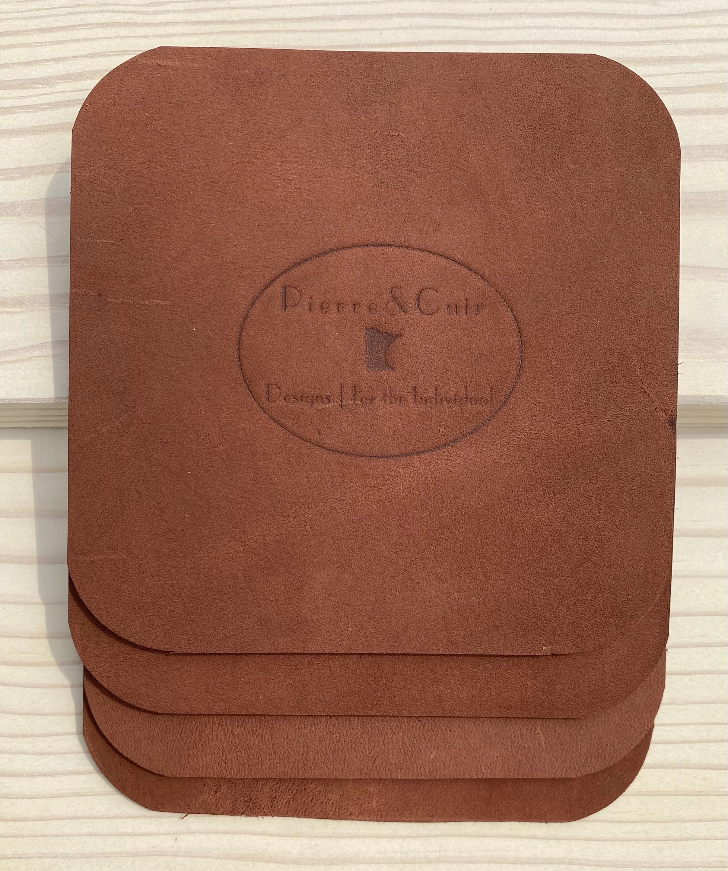 Sueded Cognac Saddle Leather Coasters