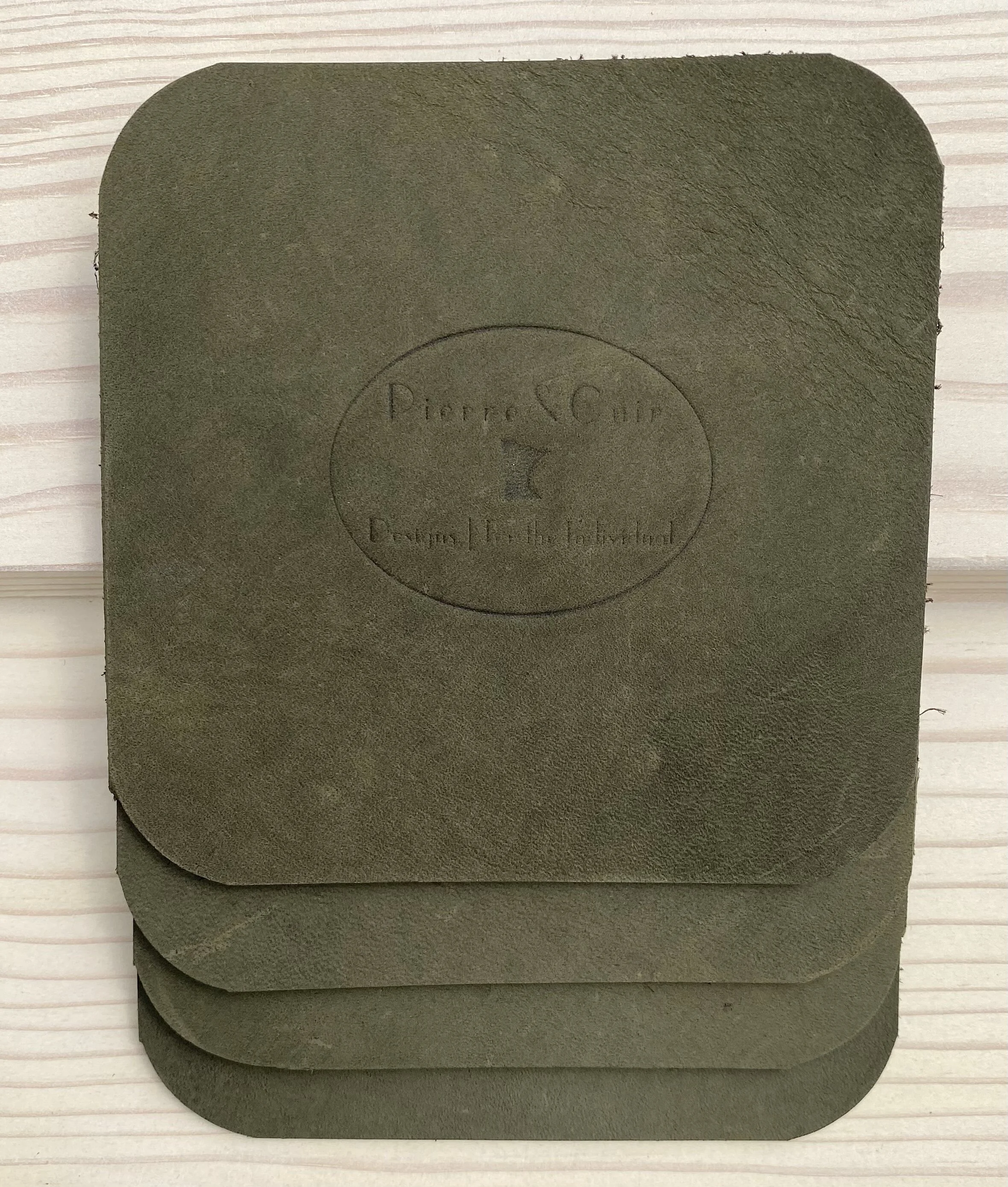 Olive Saddle Leather Coasters