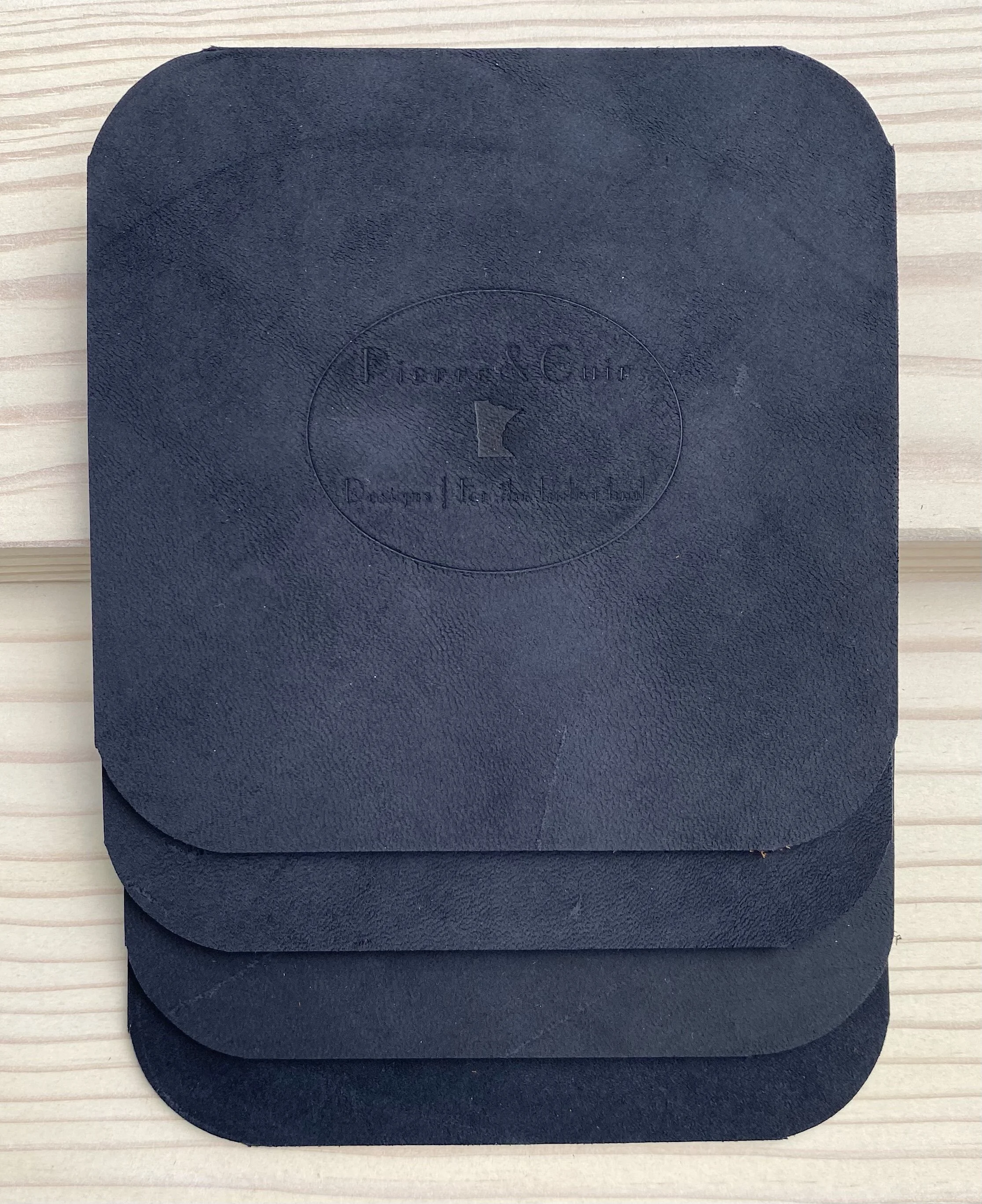Navy Saddle Leather Coasters