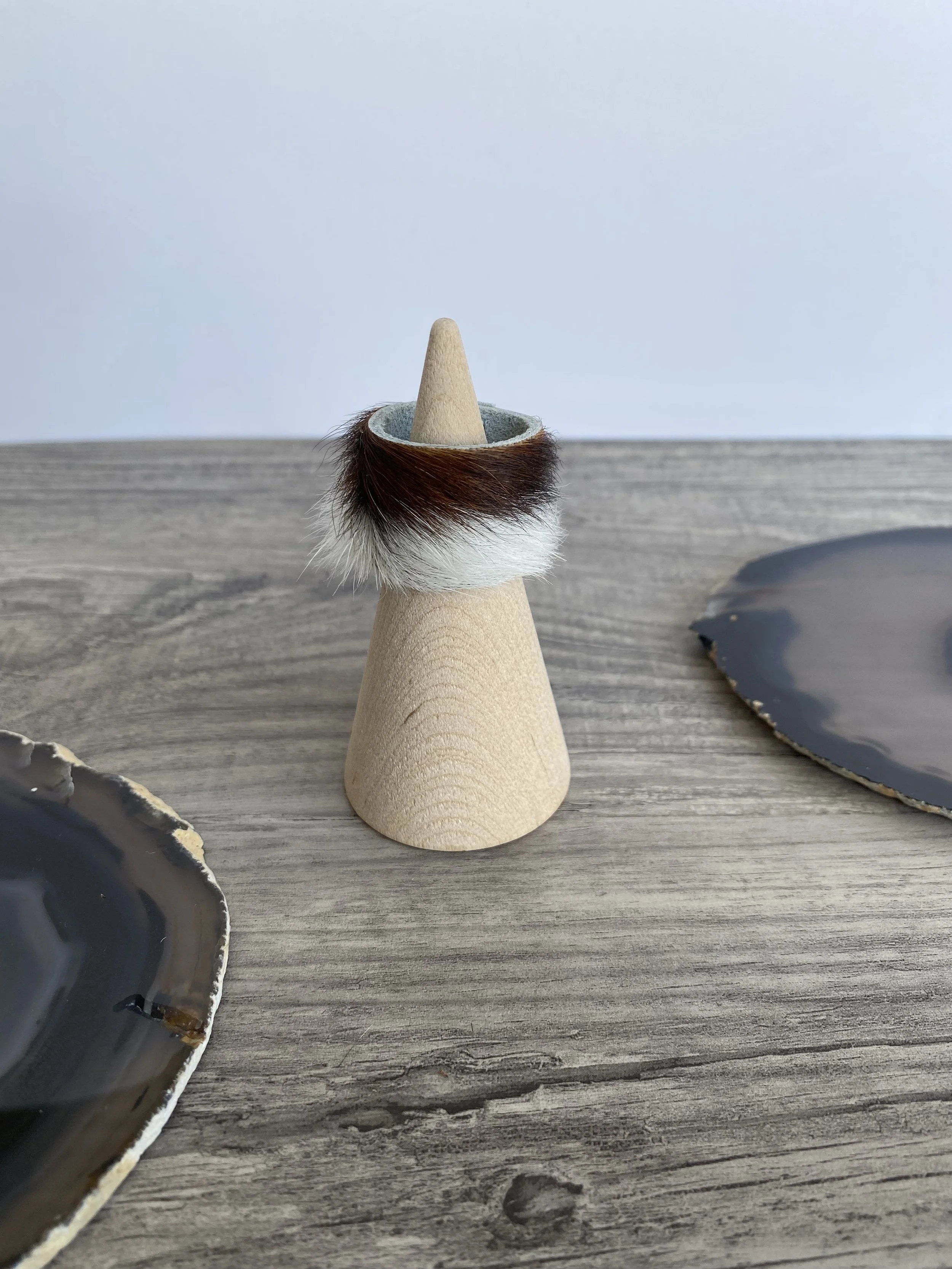 Brown & White Cowhide Ring