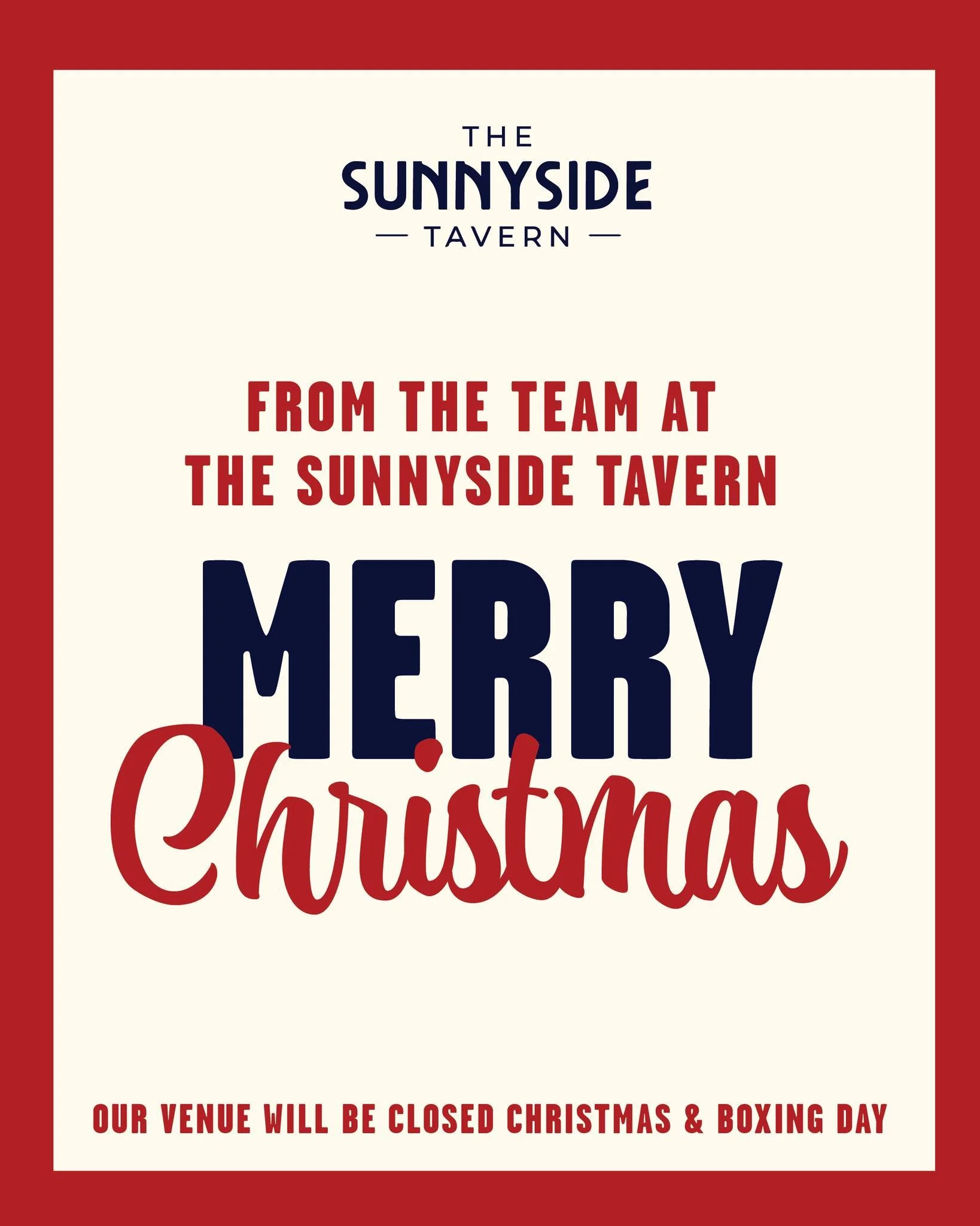Merry Christmas from the team at The Sunnyside Tavern 🎅🎄

A huge thank you to our amazing community for your continued support throughout the year - we truly couldn&rsquo;t do it without you and appreciate every one of you 👏 We hope you&rsquo;re e