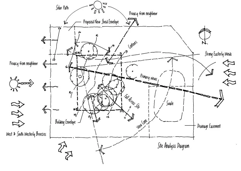 Coveney Browne Design site analysis architectural sketch.