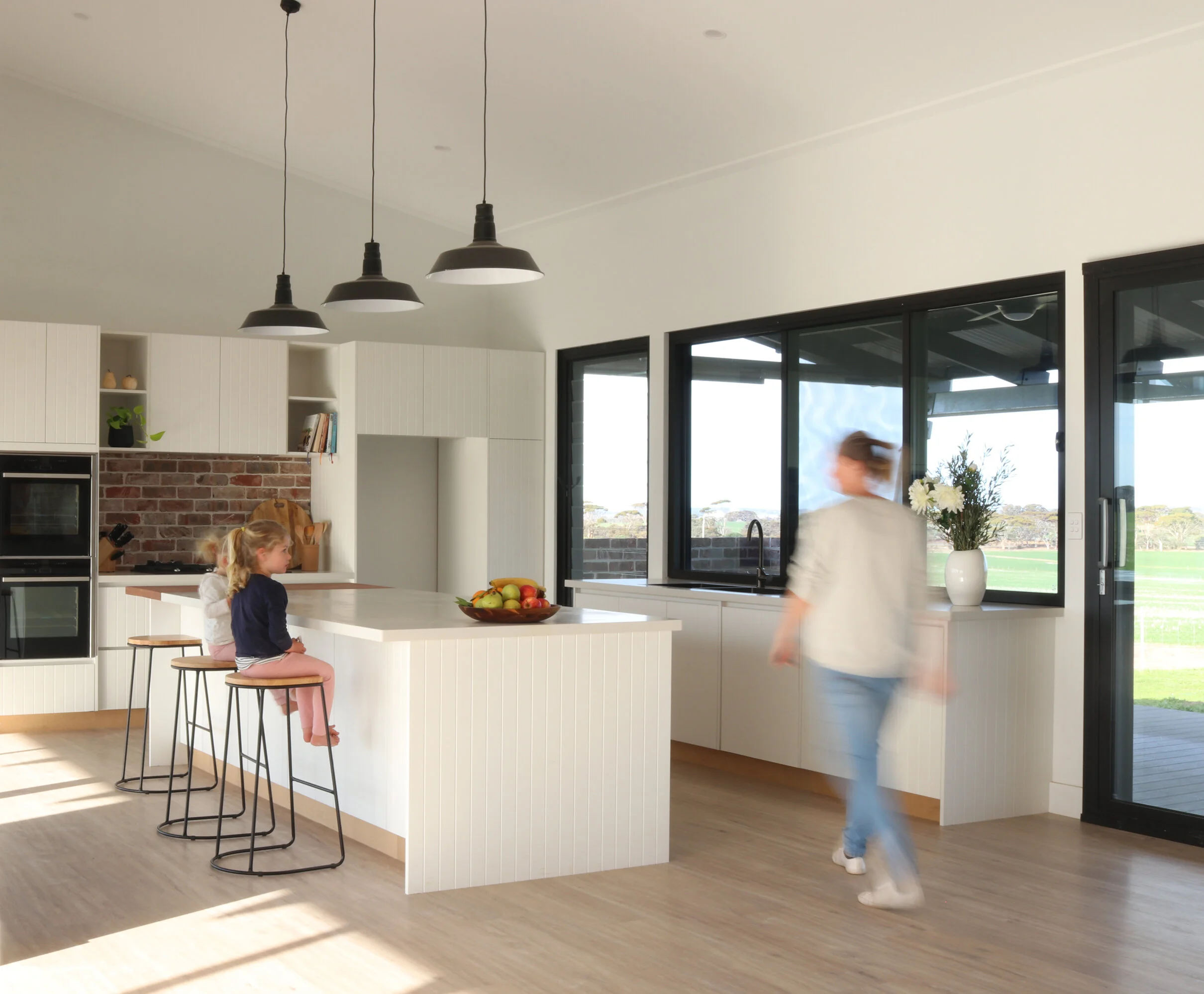 In the kitchen at The Shearing Shed House country home design project.