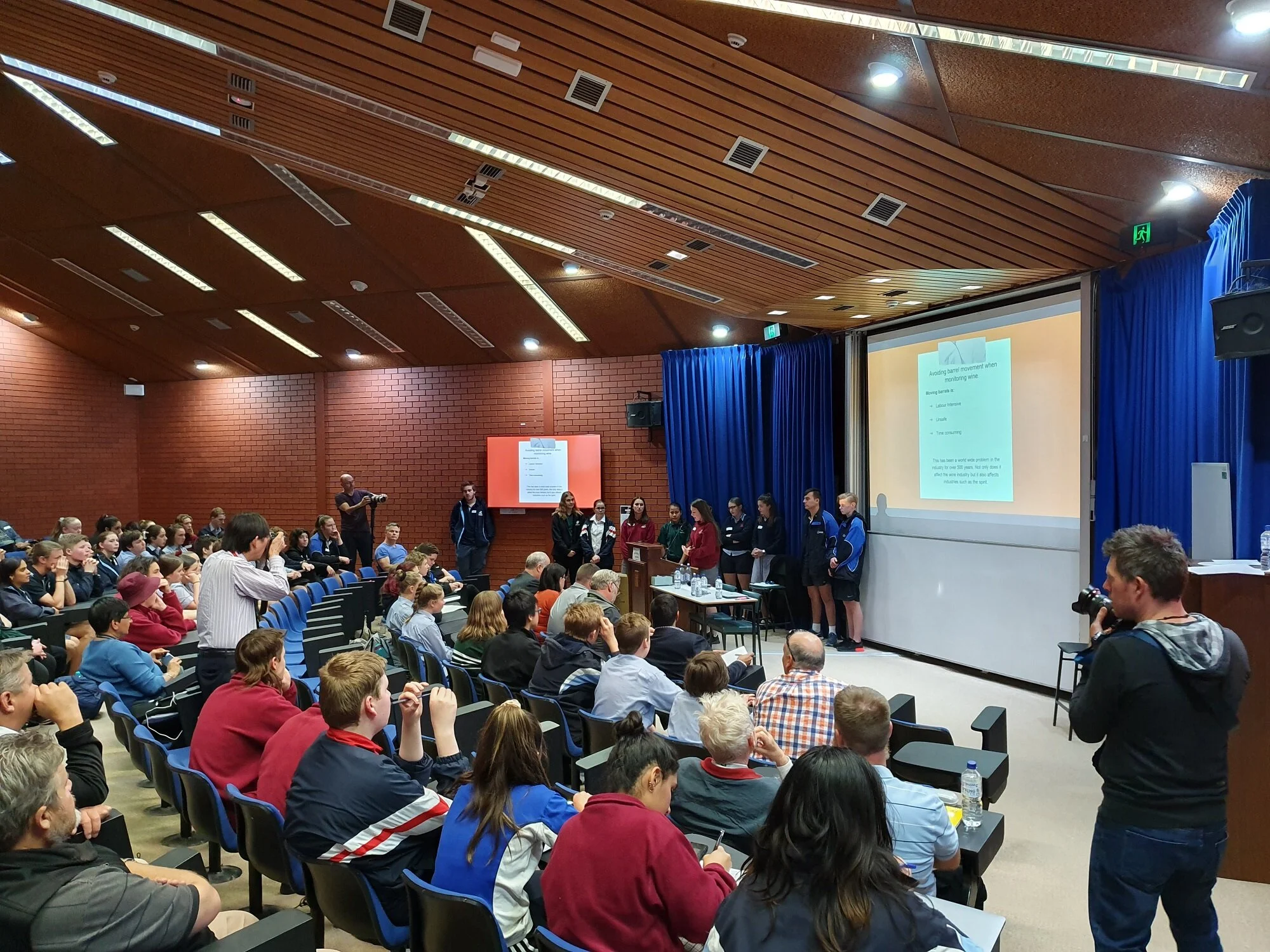 STEM4Sunraysia event - students in teams pitching their solutions to an industry judging panel.