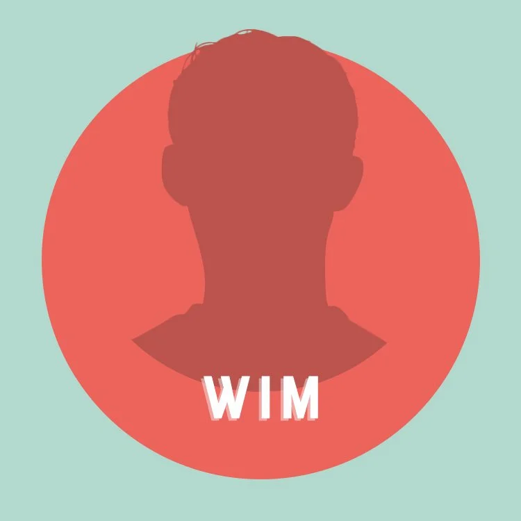 Silhouet van een persoon met de naam WIM er onder