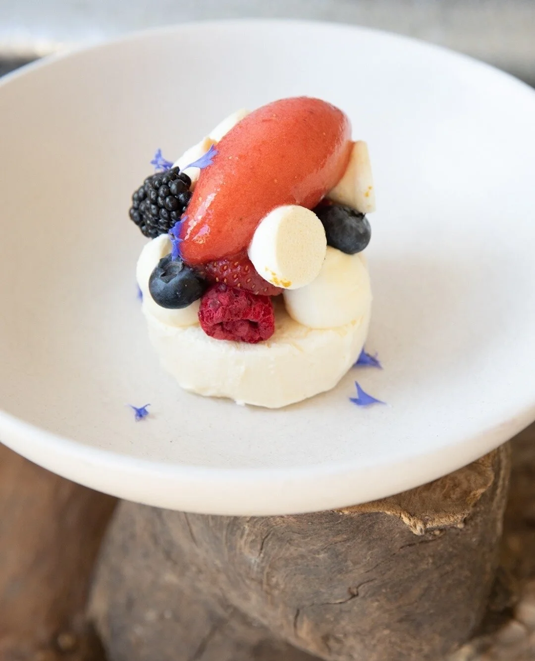 New to the menu... Summer berries and jasmine picked in early spring, yoghurt parfait, cultured cream and strawberry bitters sorbet.⁠
⁠
#victorsplace