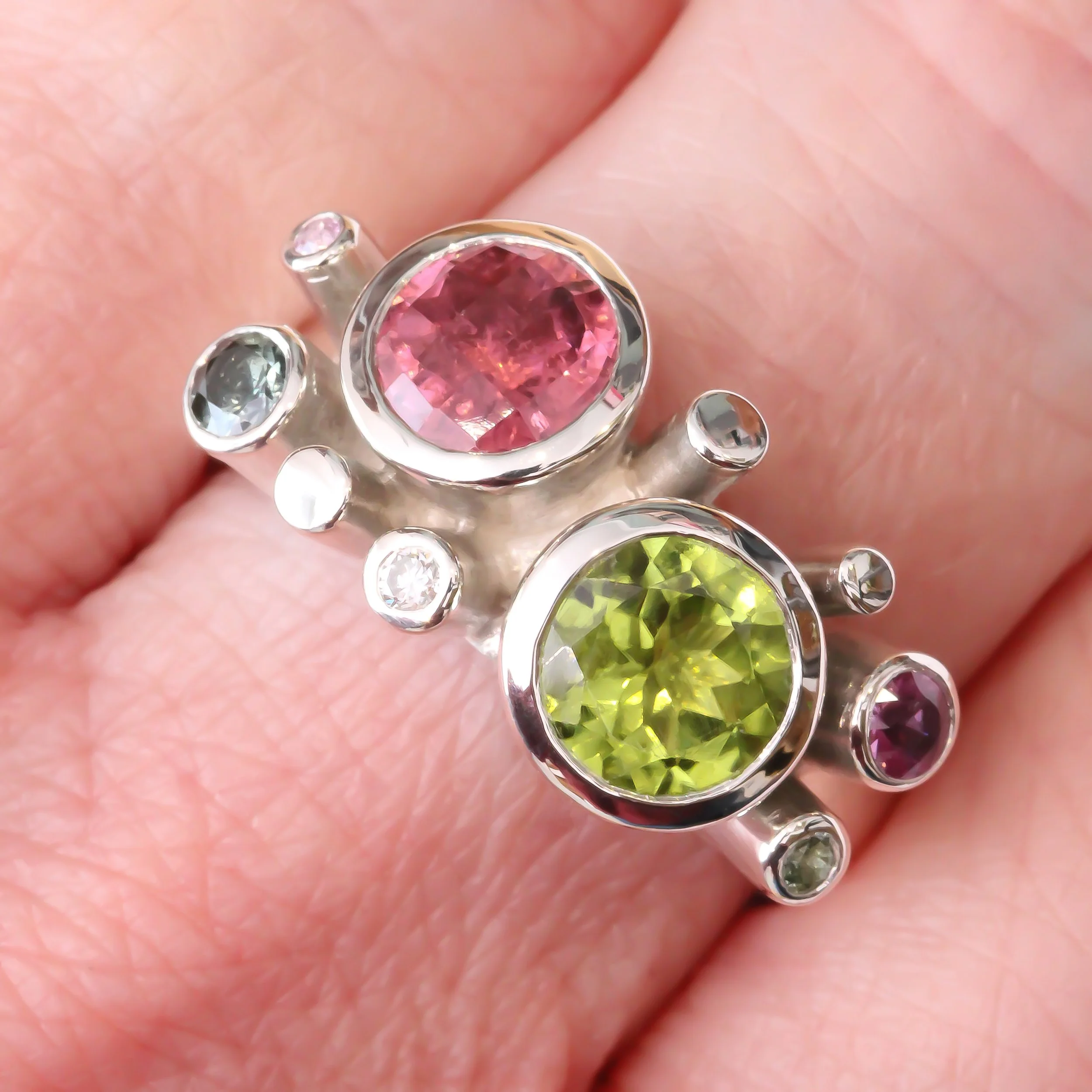 Silver Peridot, Pink Tourmaline - hand.jpg