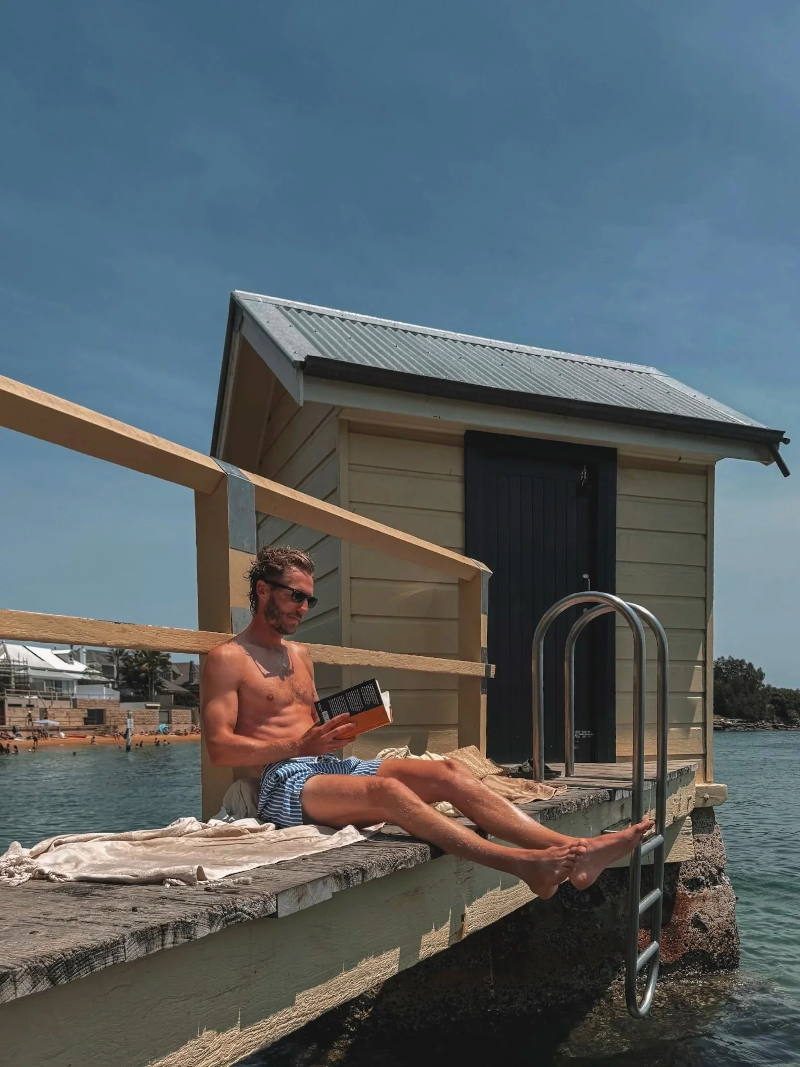sydney beach with man ready