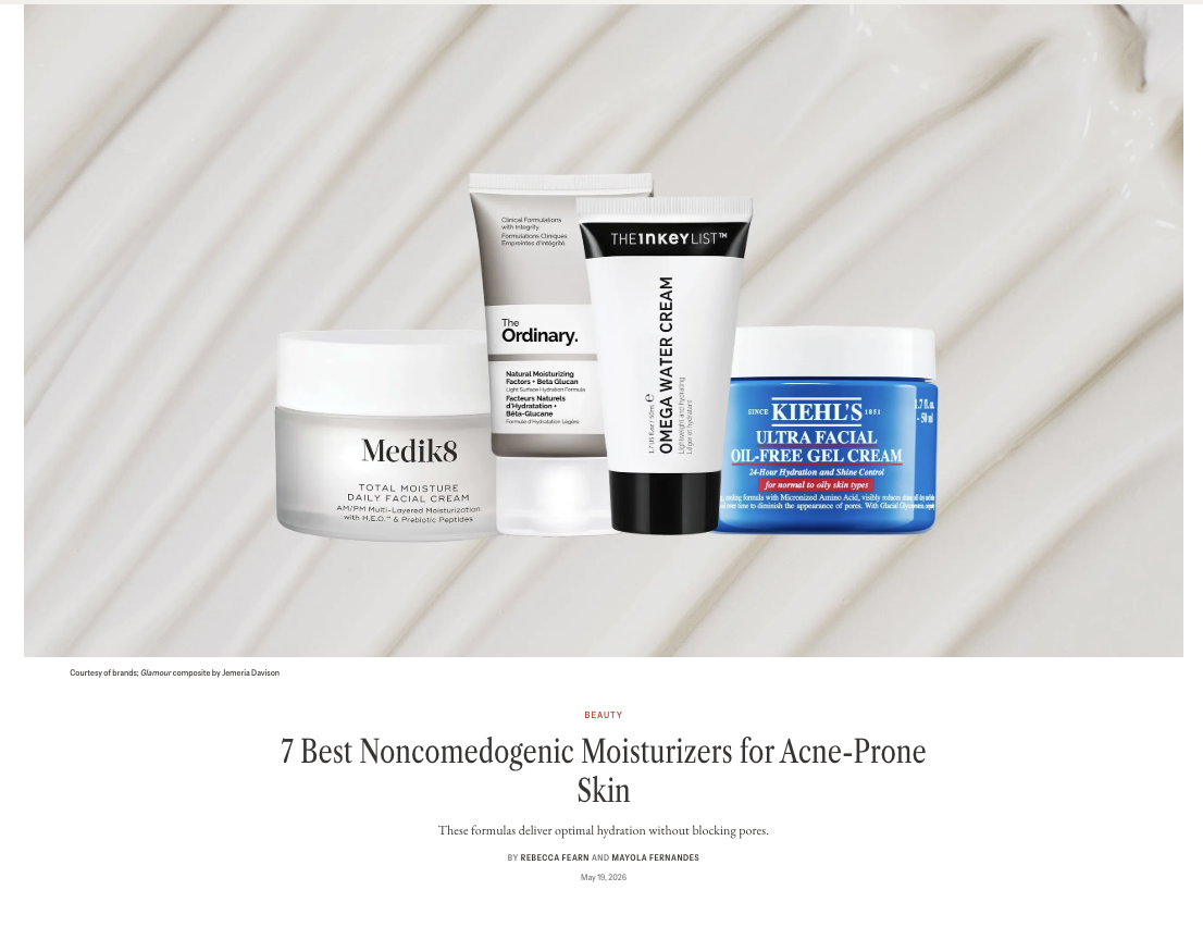 7 Best Noncomedogenic Moisturizers for Acne-Prone Skin for Glamour