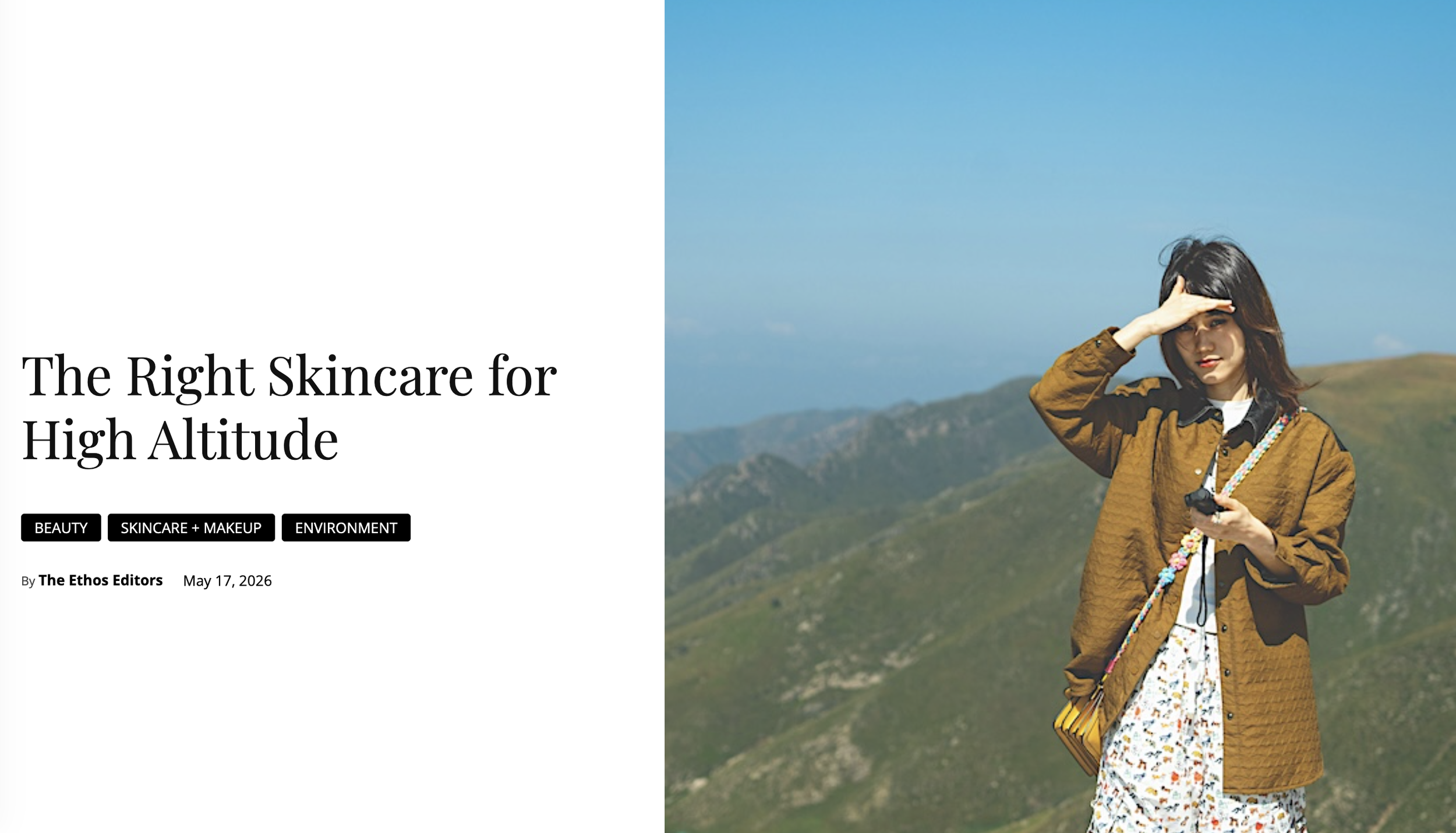 The Right Skincare for High Altitude for Ethos