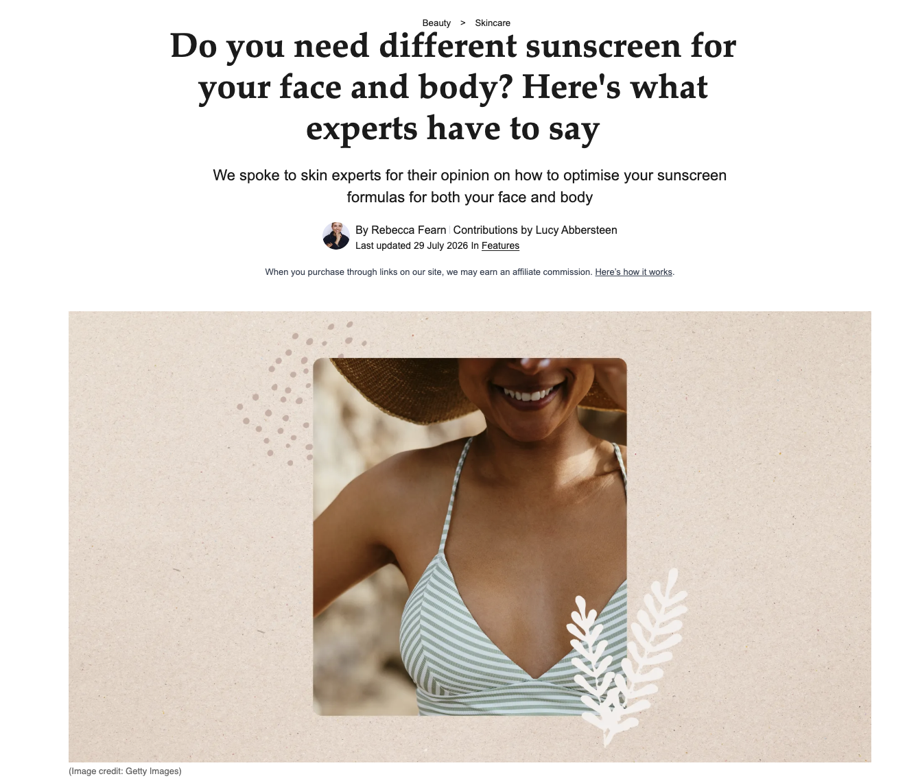 Do you need different sunscreen for your face and body? for Woman & Home