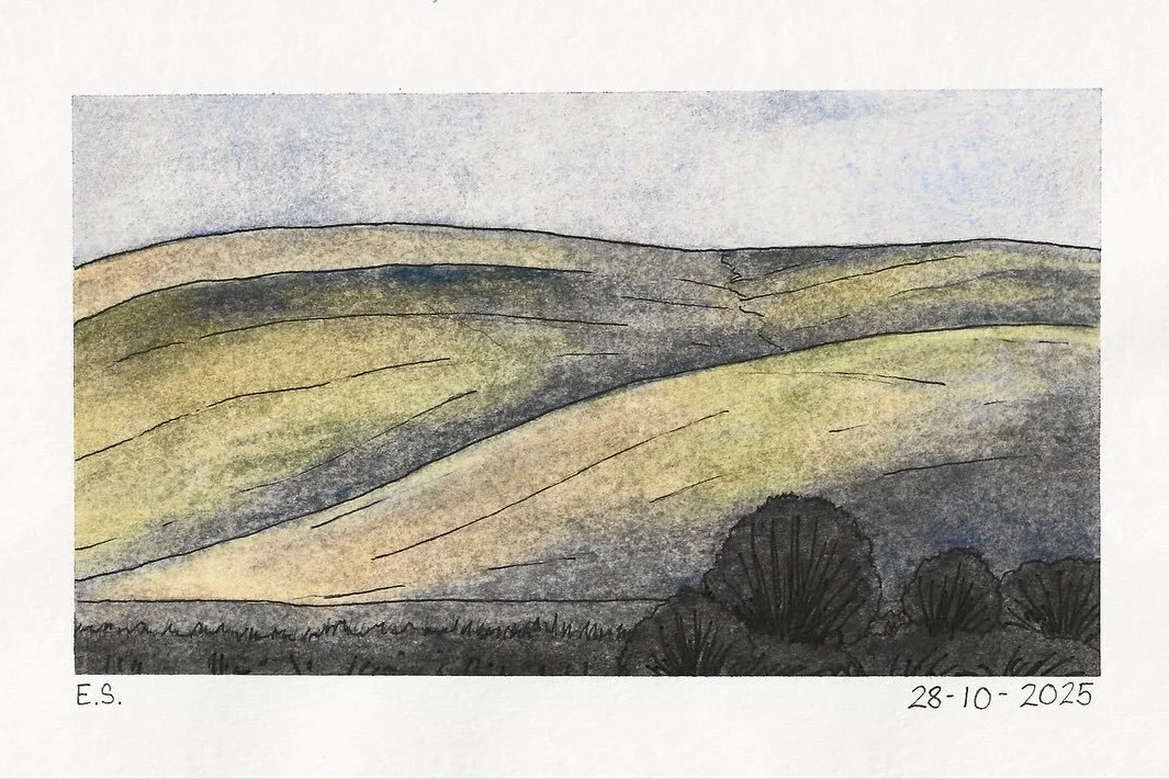 Daily painting 28/31! Another watercolour hill for today&rsquo;s painting; I got a few sketches started on the same walk on the same day. 

#dailypainting #painteveryday #dailypaintingproject #dailypaintingpractice #dailypaintingchallenge #painttober