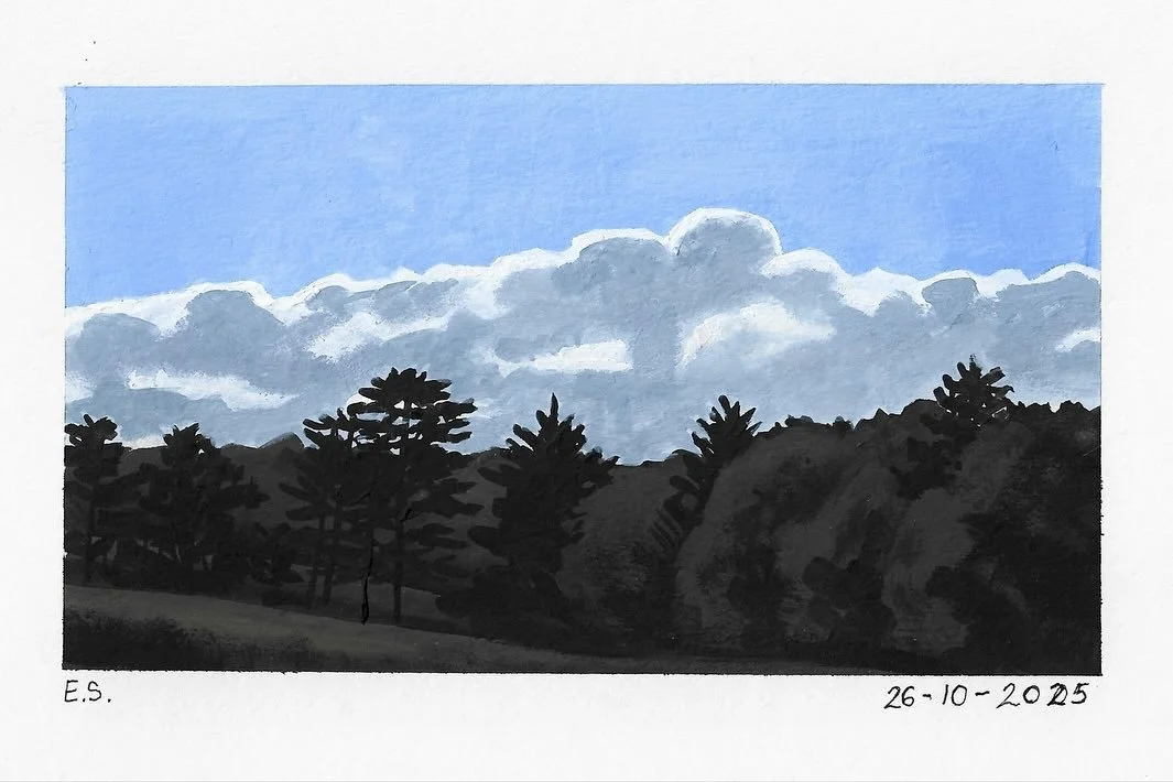 Daily painting 26/31! These past few days have been amazing for walks. 

#inktober2025 #inktober #painttober #painttober2025 #painteveryday #dailypainting #dailypaintingproject #dailypaintingchallenge #dailypaintingpractice #acrylicgouache #holbeinac