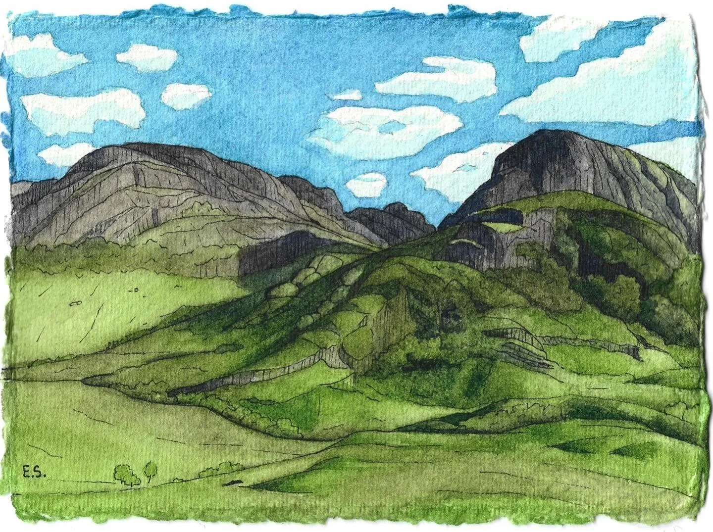 A summery watercolour commission to brighten up a stormy week ☀️

#watercolourandink #watercolourillustration #scottishhighlands #scottishlandscape #postcardpainting