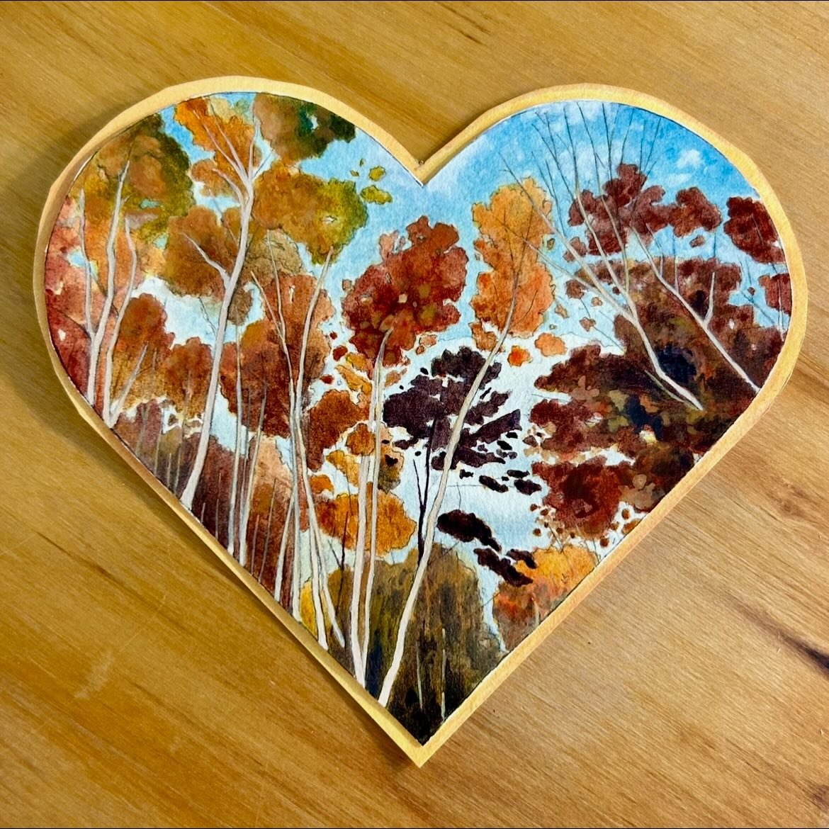 Last year&rsquo;s Valentine&rsquo;s Day painting, which I made for my husband while we were still long-distance dating and I lived in Minnesota. 💝 I miss those trees! I painted this with the shellac ink from @stlartsupply, which is the only shellac 