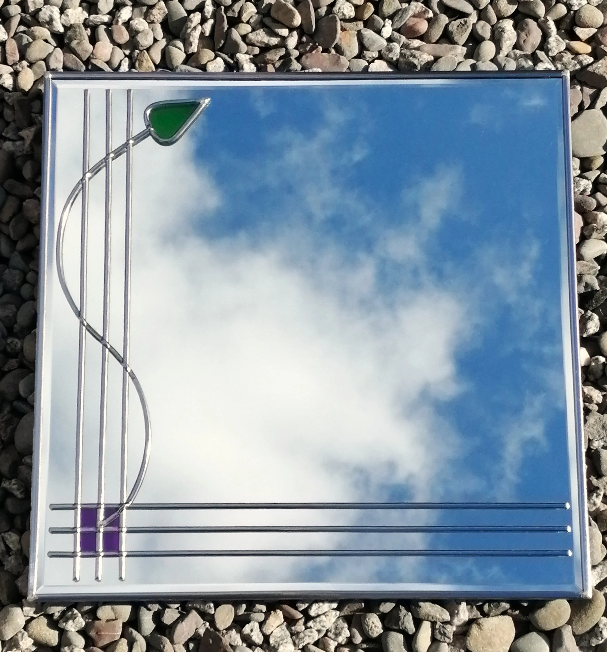 Bars and Bud Twist Stained Glass Effect Wall Mirror