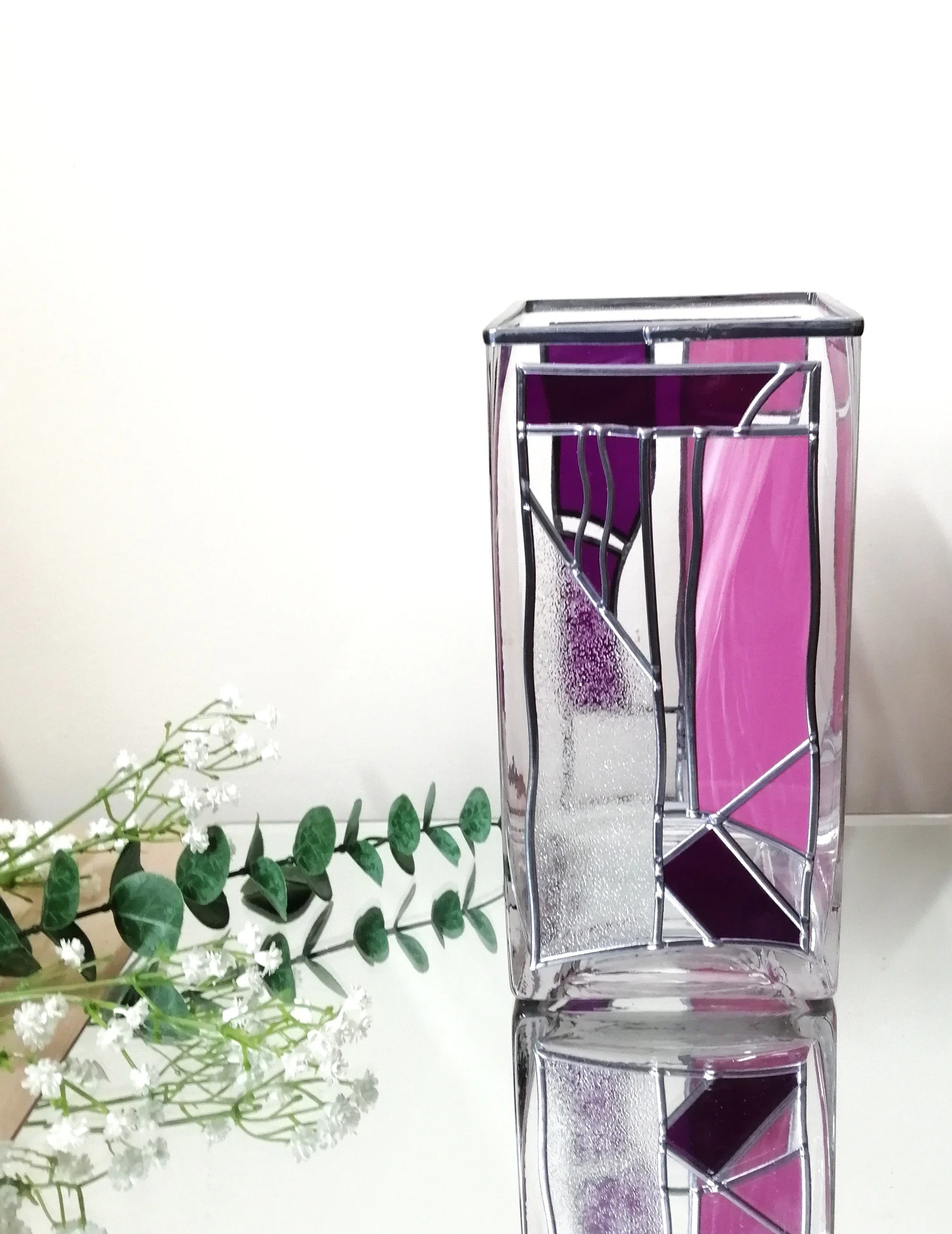 Fuchsia Delight is a Stained Glass Effect Flower Vase