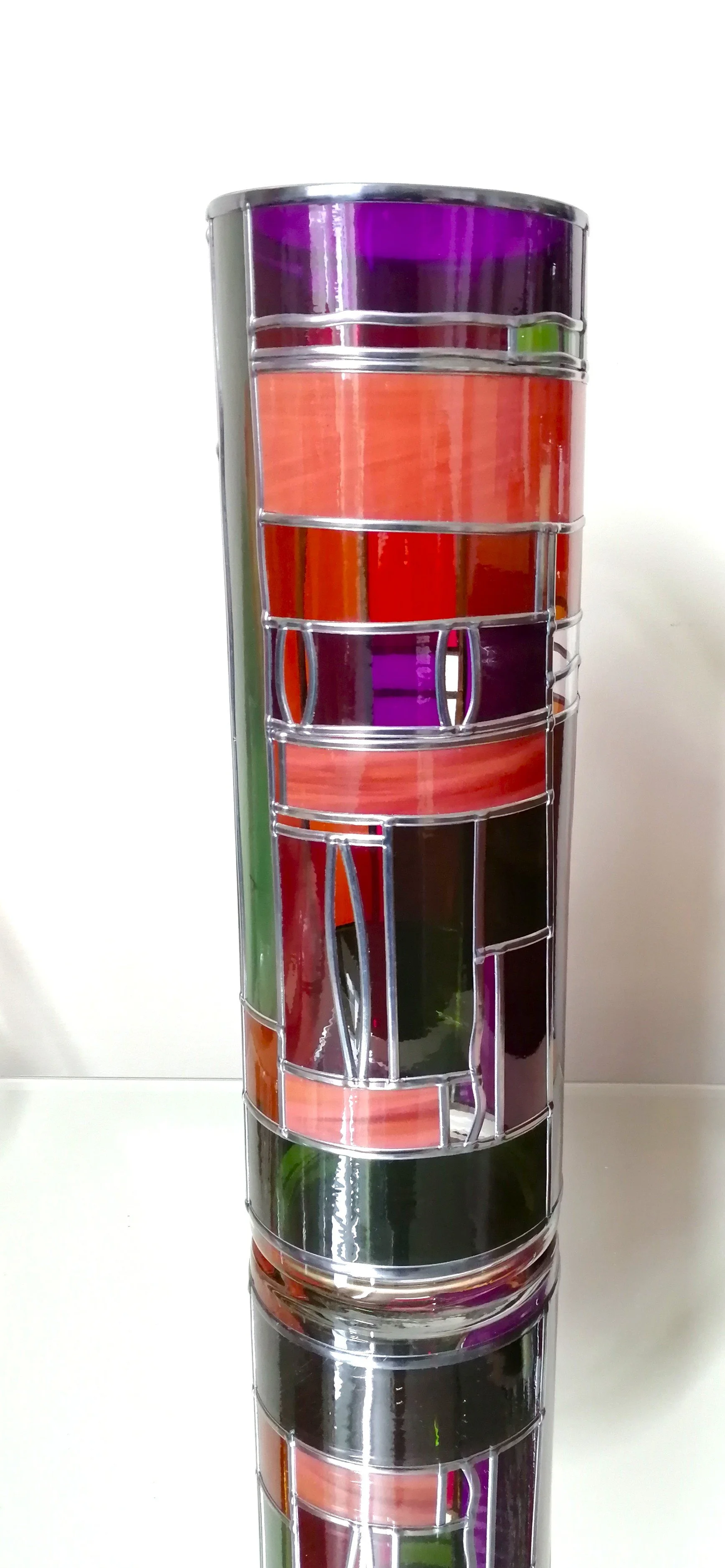 Joy is a Stained Glass Effect Flower Vase Hand Leaded Art Deco Design