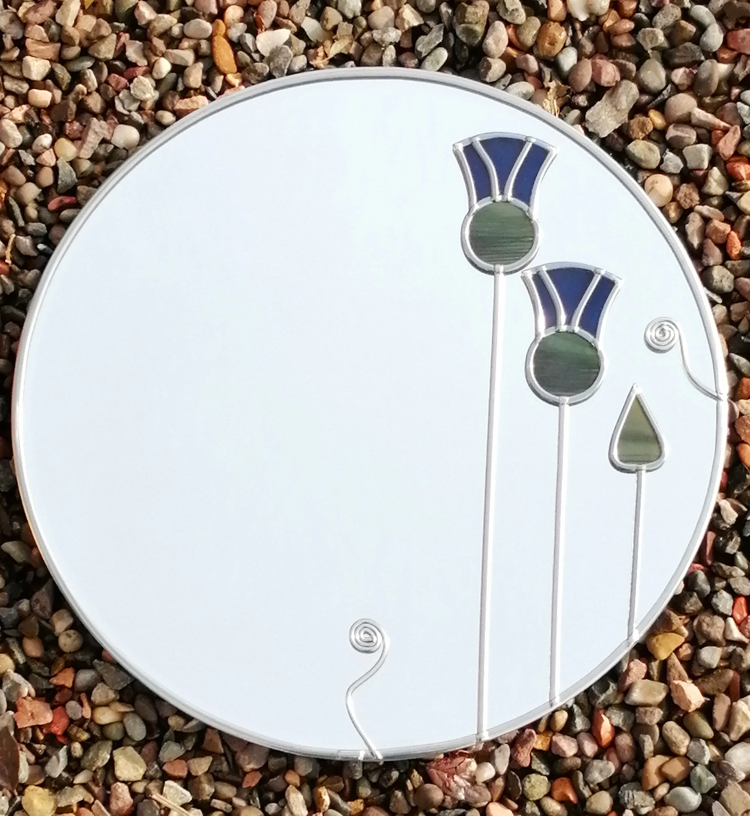 Funky Thistles is a Stained Glass Effect Wall Mirror