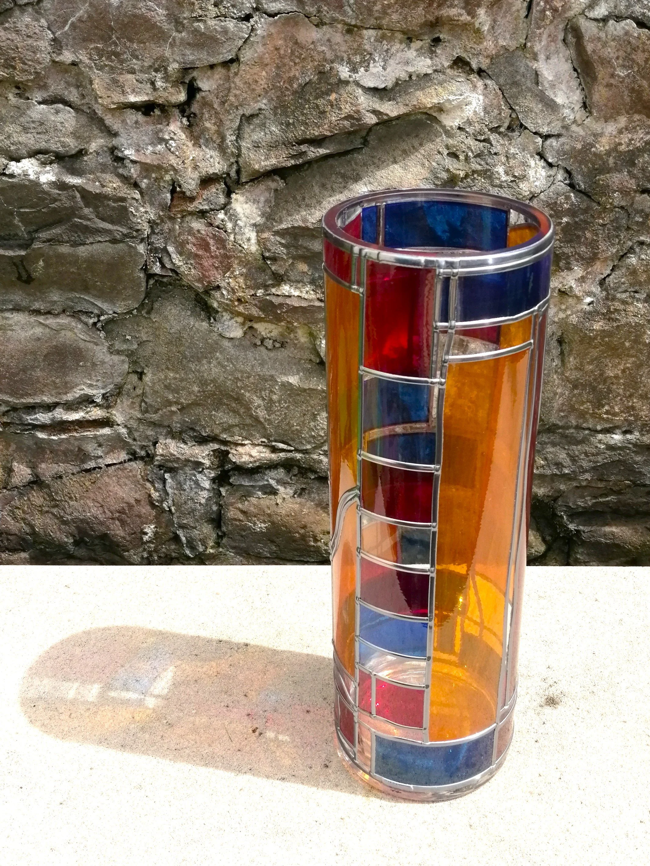 Sri Lanka a Stained Glass Effect Flower Vase Blending Art Deco with Art Nouveau