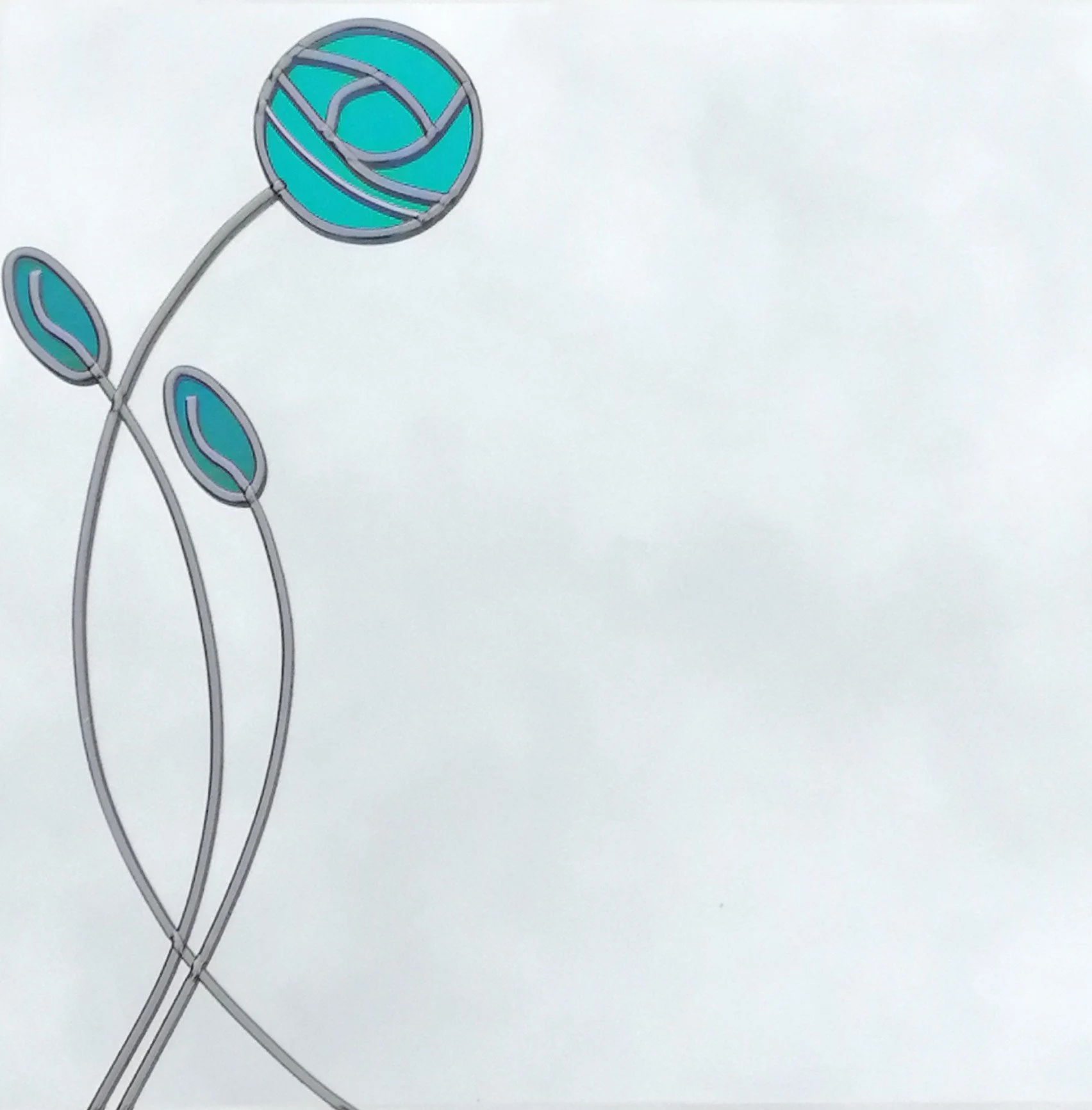 Ballet Rose Art Nouveau Stained Glass Effect Wall Mirror 30cm Square