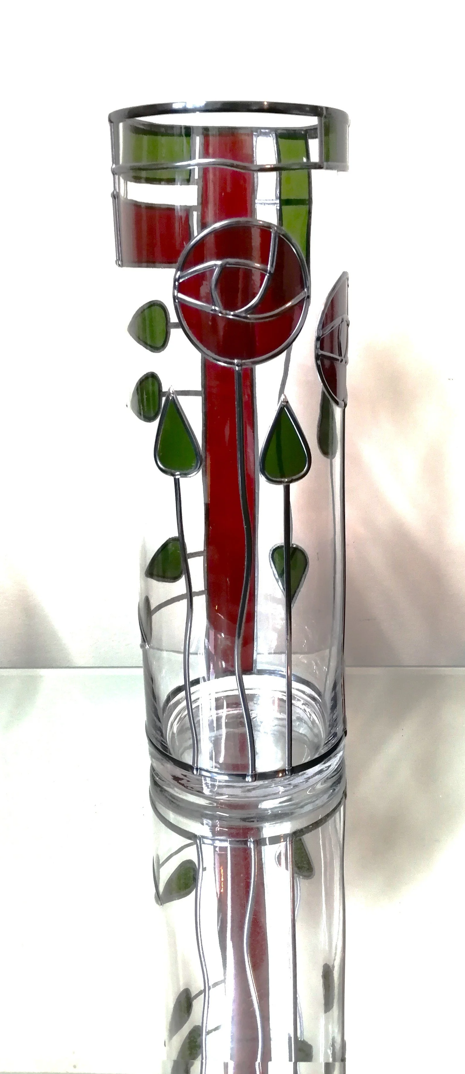 Mackintosh Ruby Reds Stained Glass Effect Flower Vase
