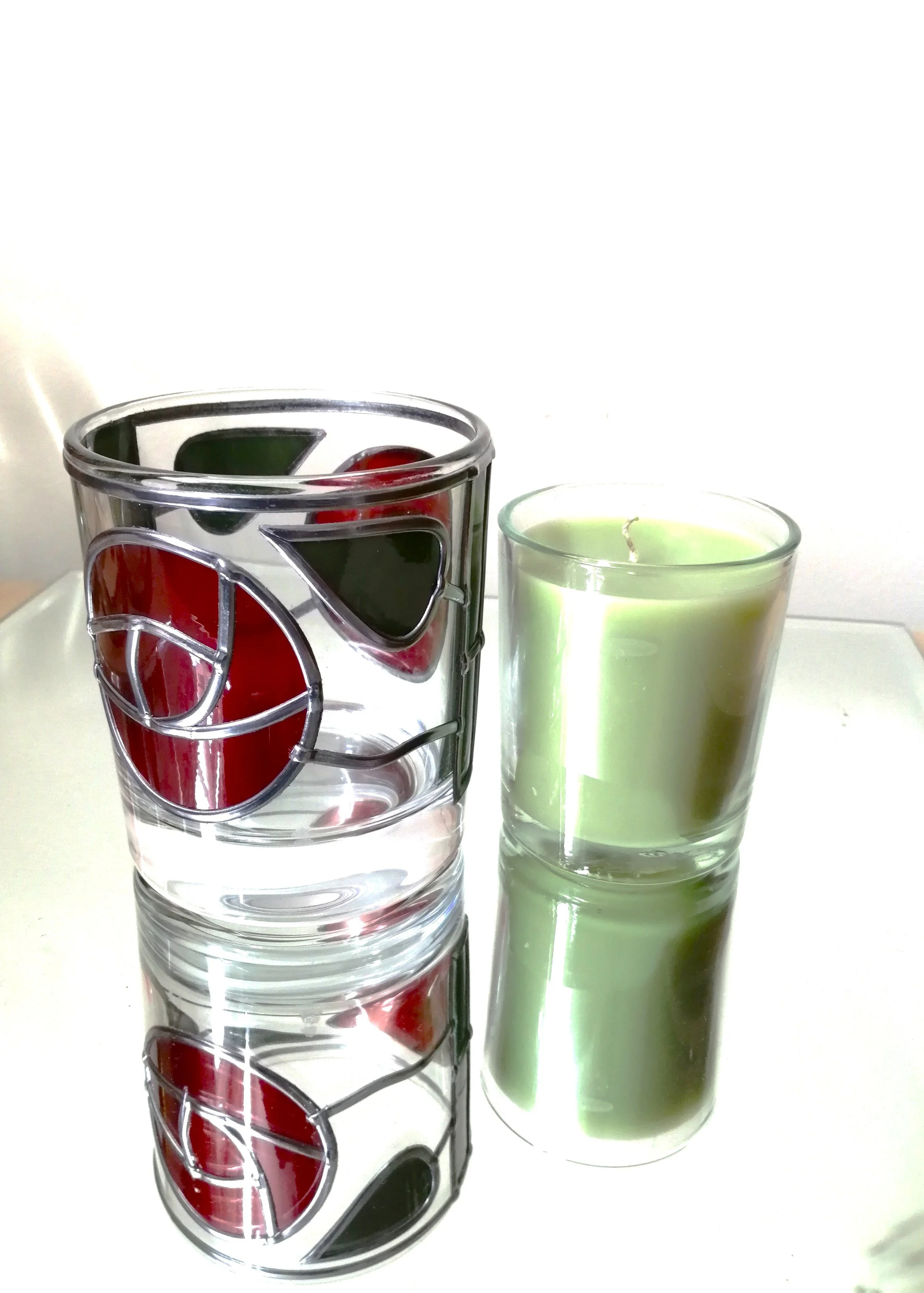 Mackintosh Ruby Red Roses Stained Glass Effect Candle Holder