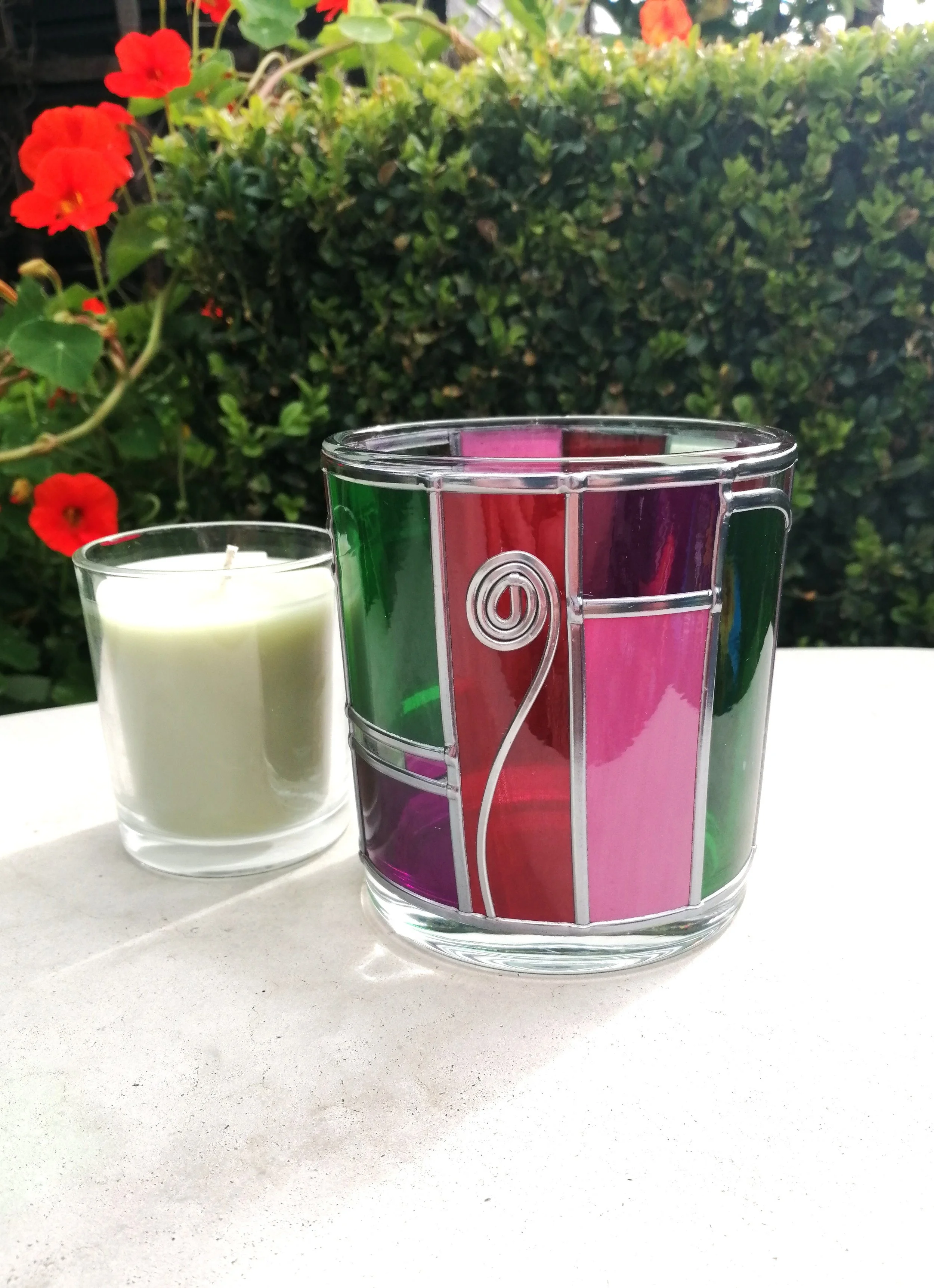 No 1 Stained Glass Effect Candle Holder