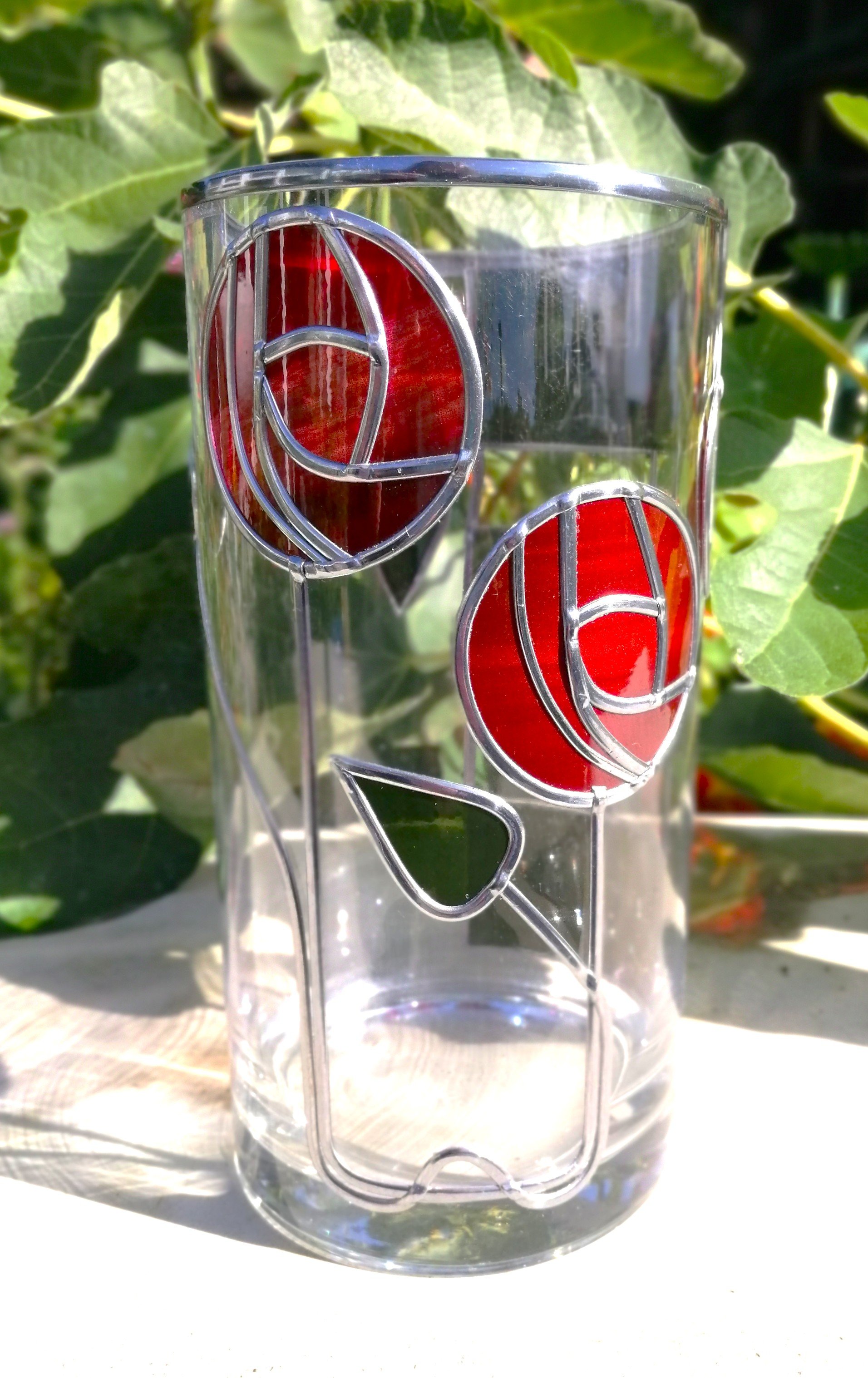 Mackintosh Ruby Reds is a Stained Glass Effect Flower Vase