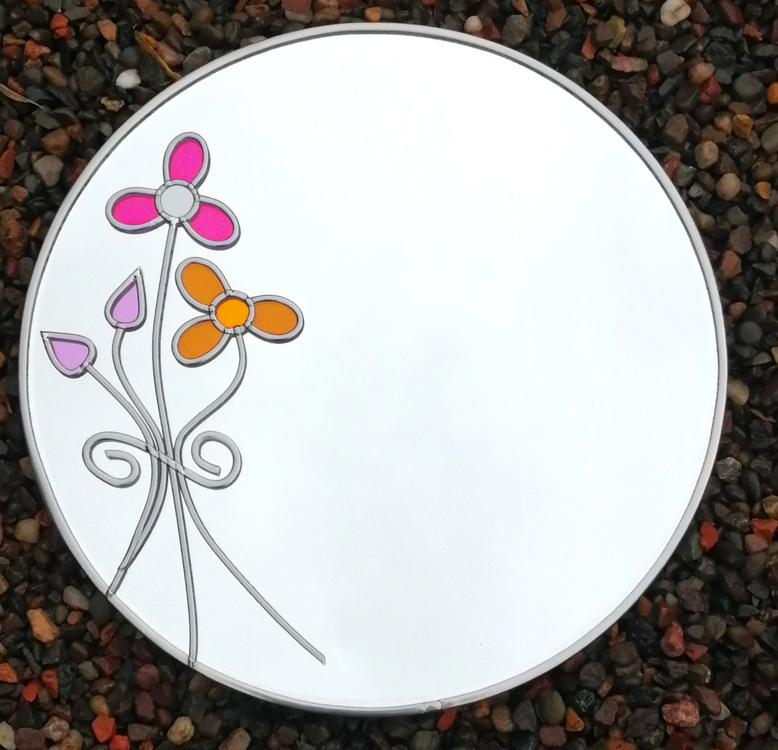Flower Posy is a Stained Glass Effect Wall Mirror with a Hand Leaded Art Nouveau Design