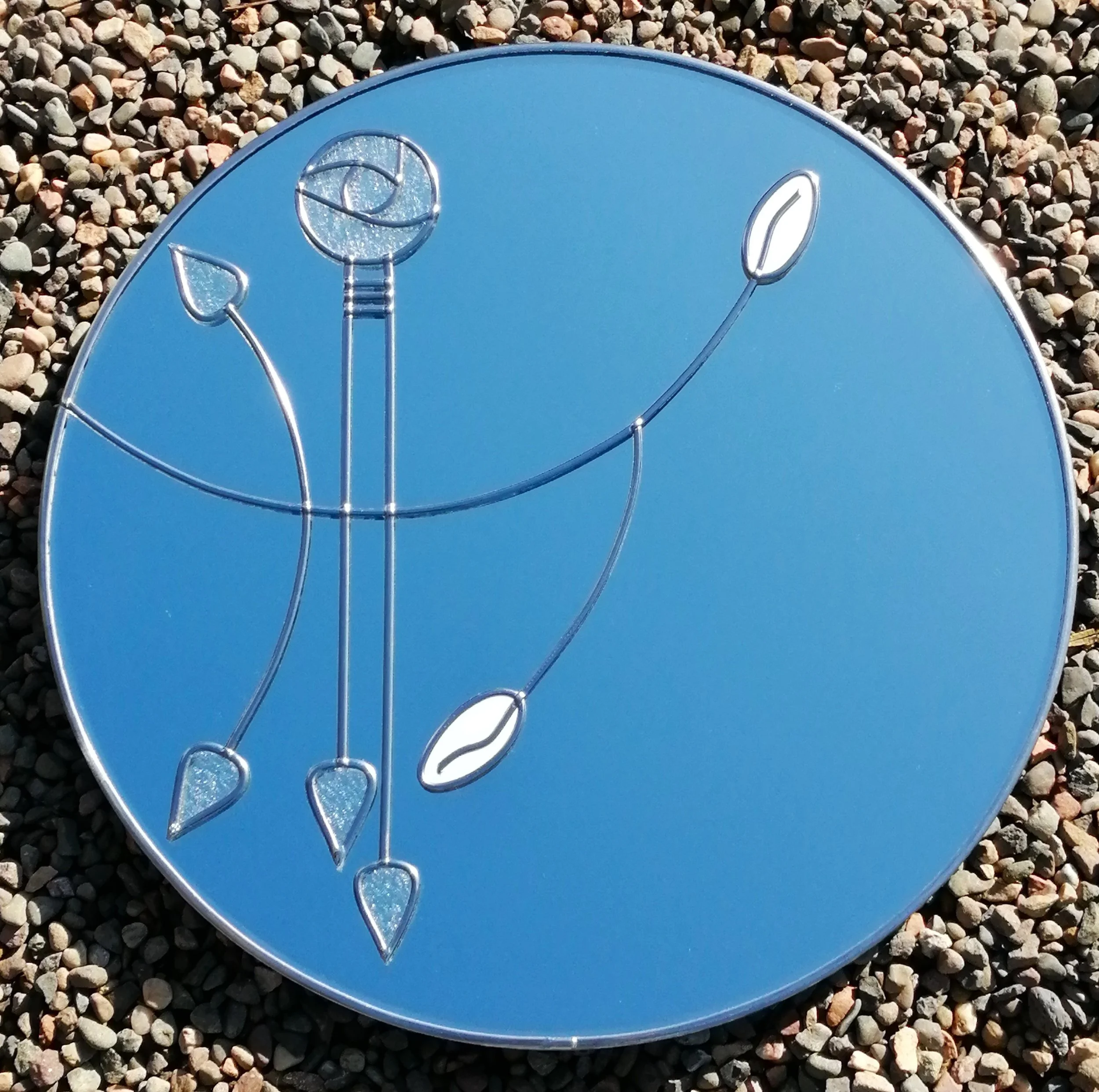 Clarity is a Diamond Frosted Art Nouveau Stained Glass Effect Wall Mirror