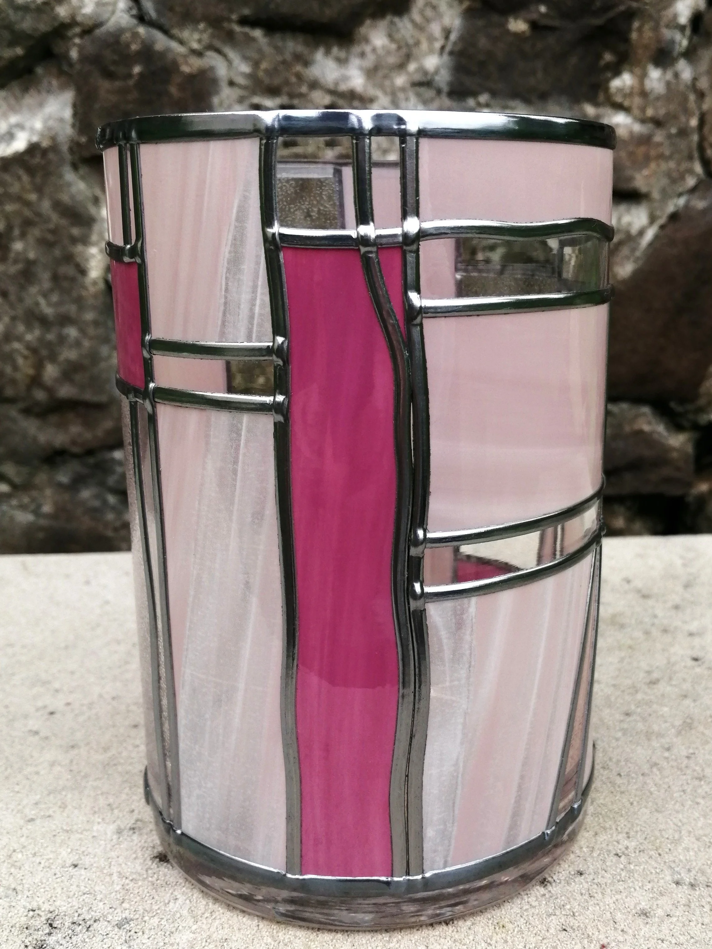 Gentle Pinks is a Stained Glass Effect Flower Vase
