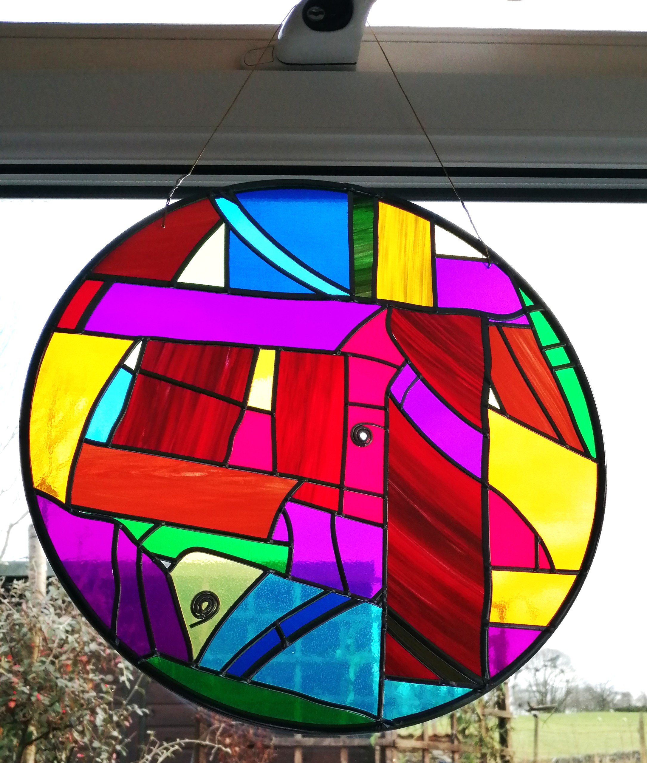 Jazz is a large stained glass suncatcher window panel