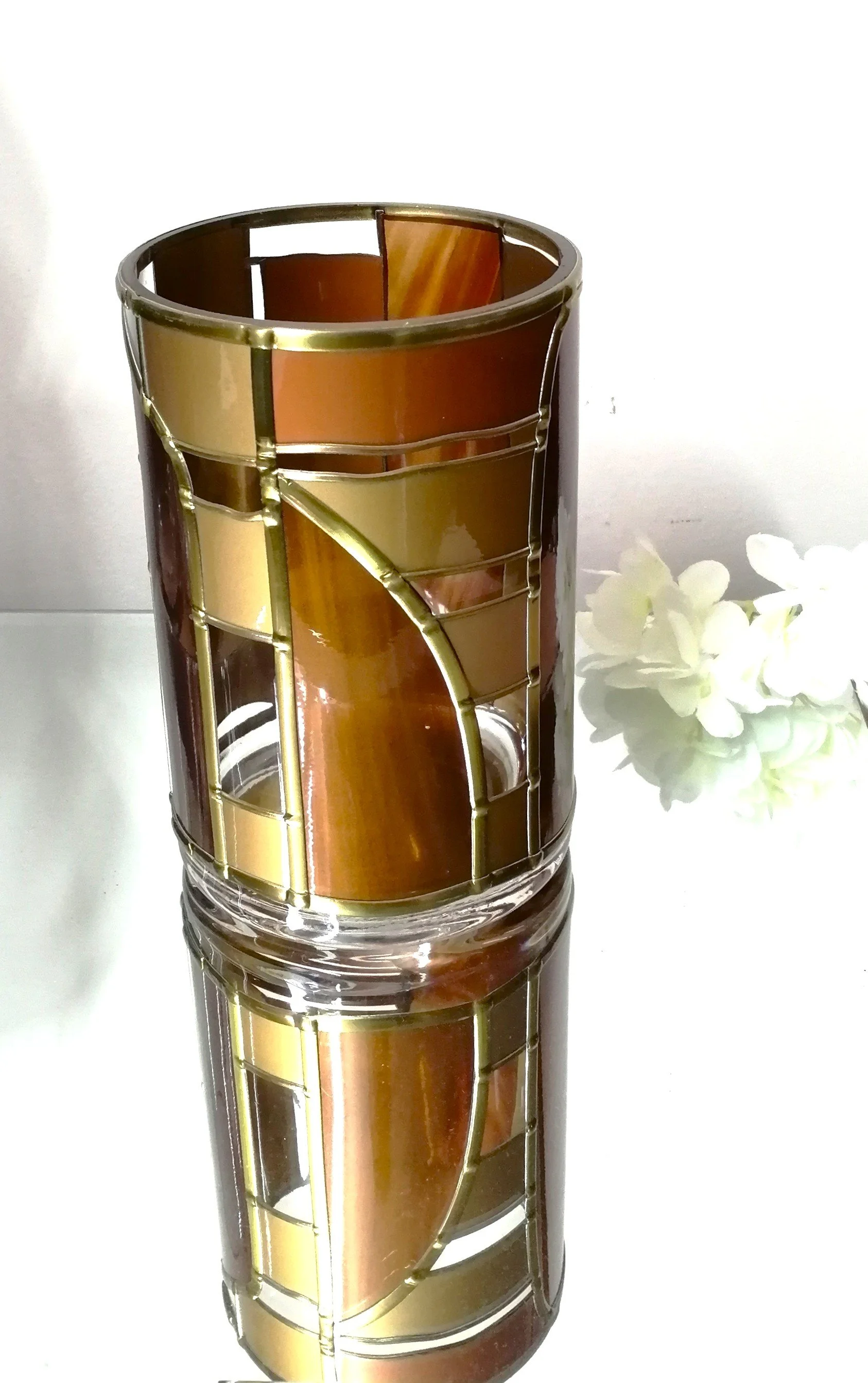 Glamour is an Art Deco Design Stained Glass Effect Flower Vase