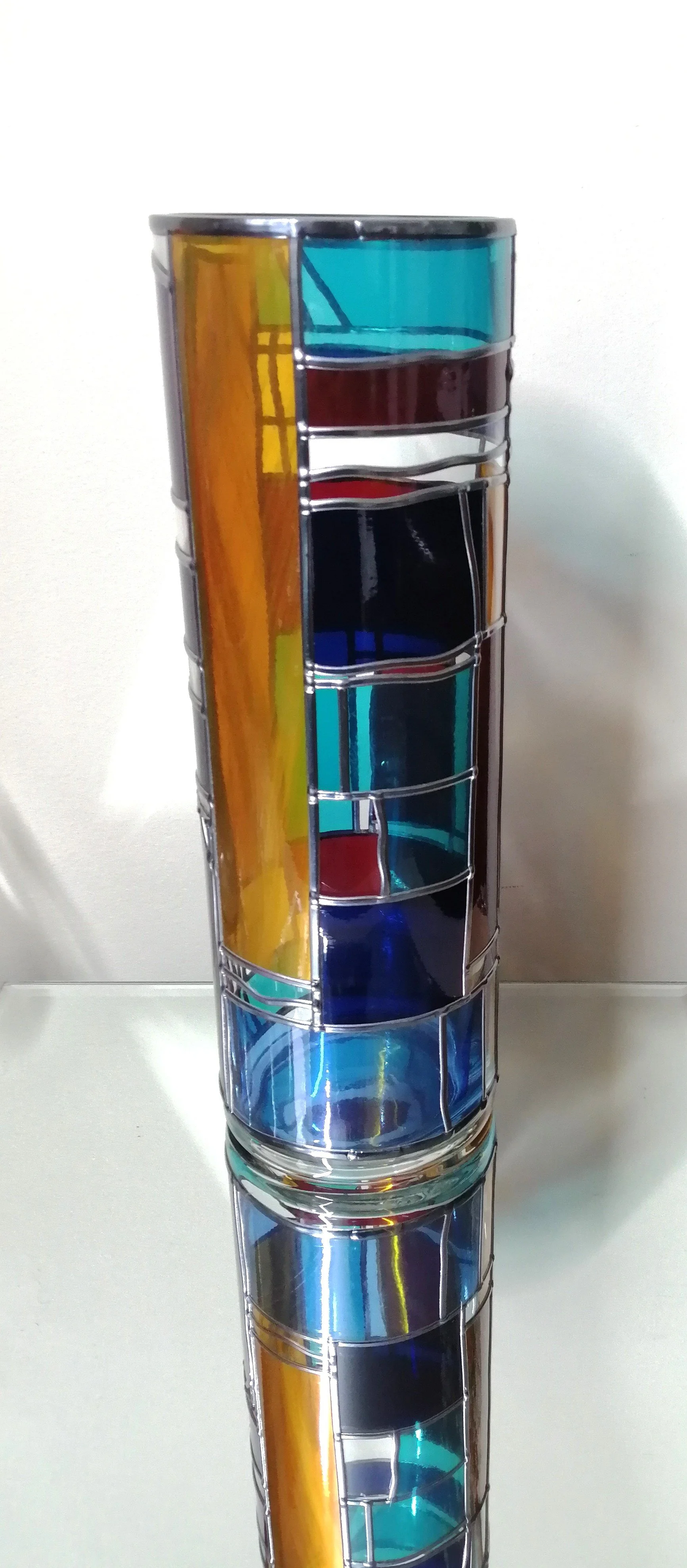 Sri Lanka a Stained Glass Effect Flower Vase Blending Art Deco with Art Nouveau