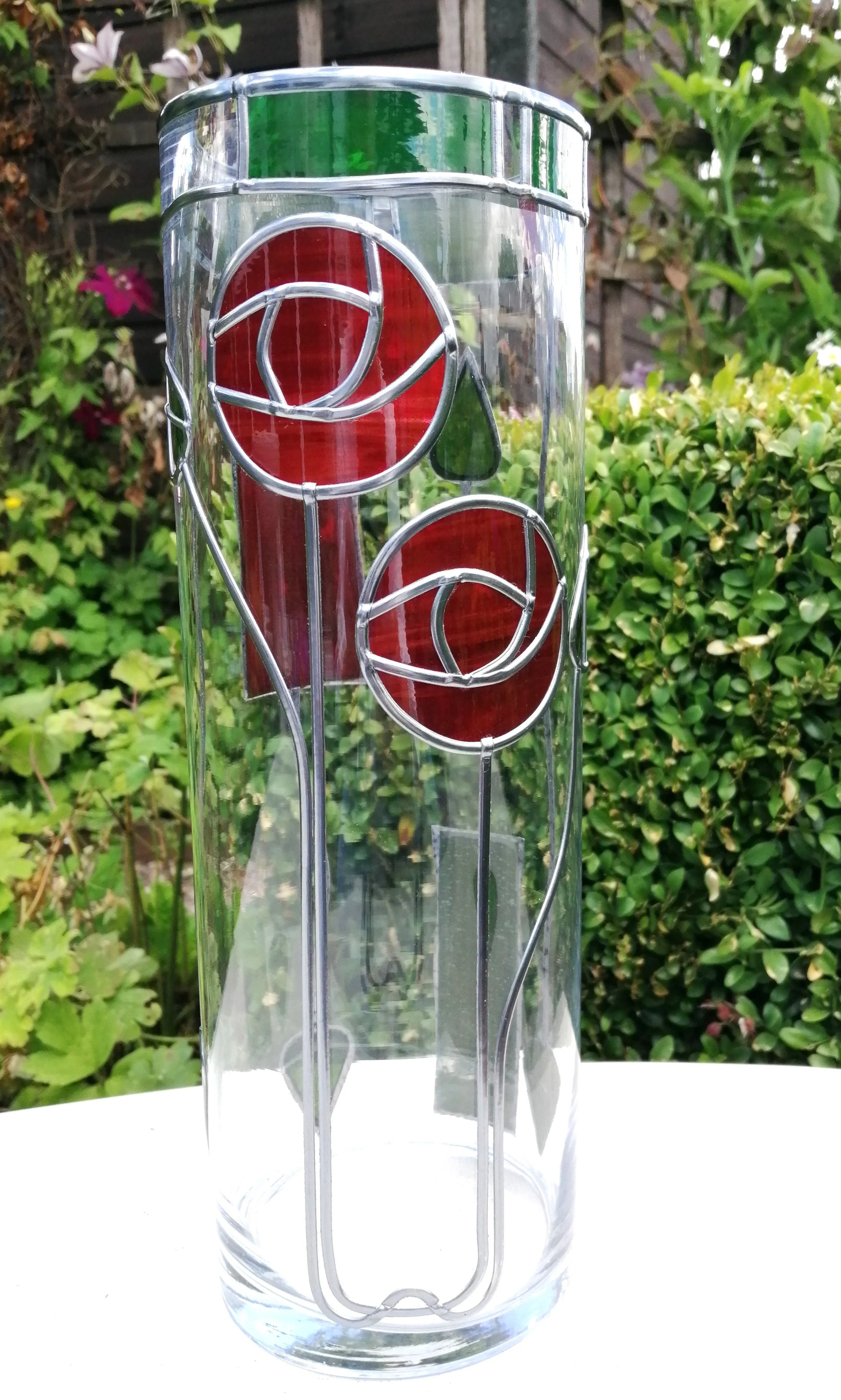Mackintosh Ruby Reds Stained Glass Effect Flower Vase