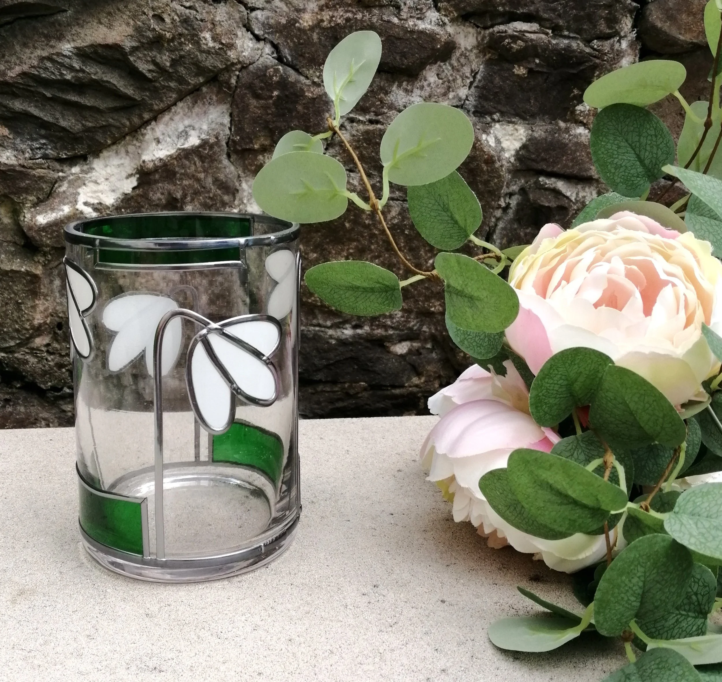 Snowdrop Stained Glass Effect Flower Vase.