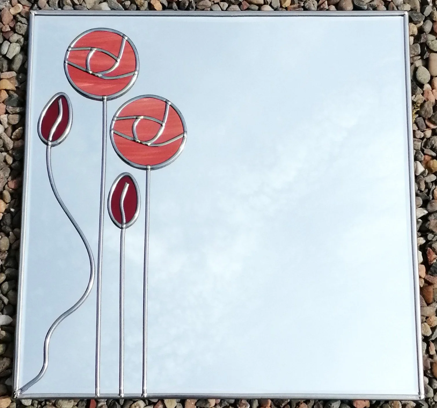 Art Nouveau No 2 30cm Square Stained Glass Effect Wall Mirror