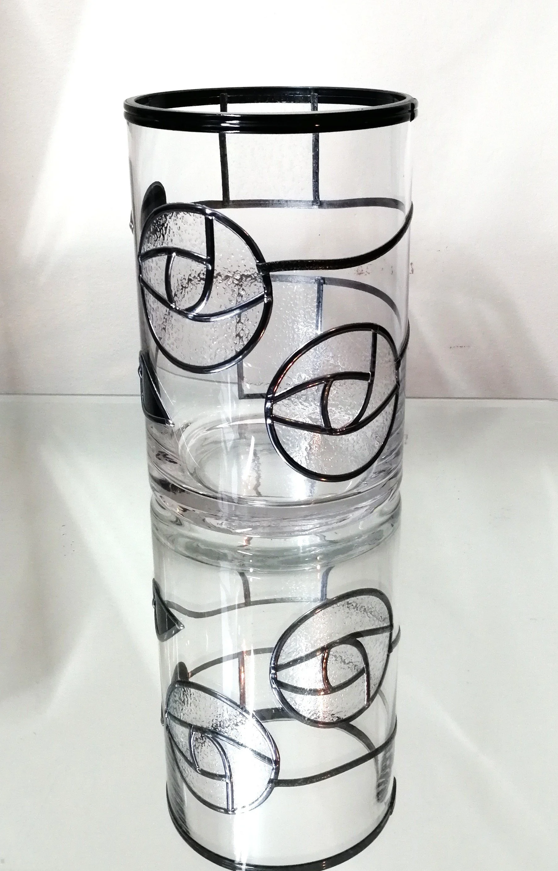 Mackintosh Diamond Frosted Stained Glass Effect Flower Vase
