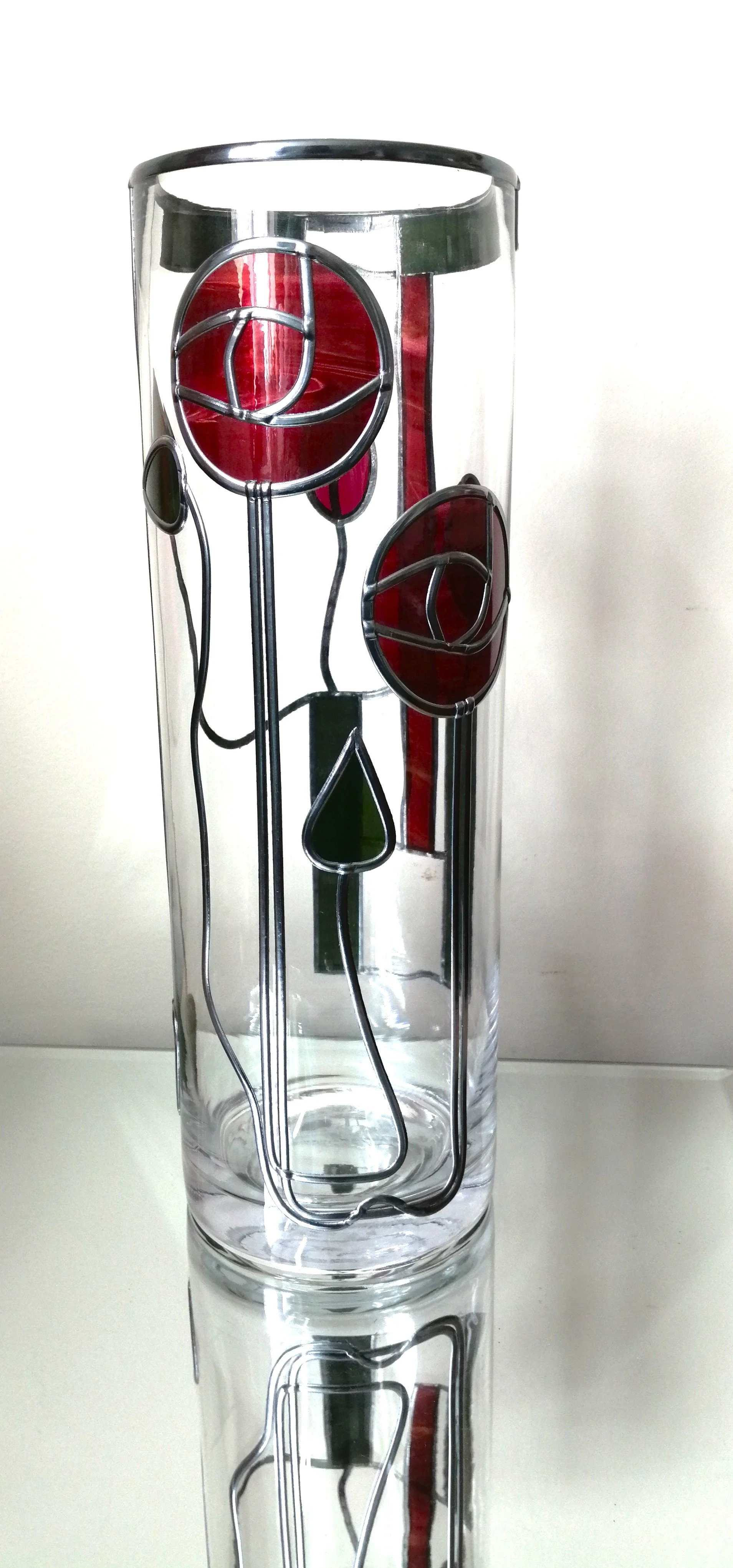 Mackintosh Ruby Reds Stained Glass Effect Flower Vase
