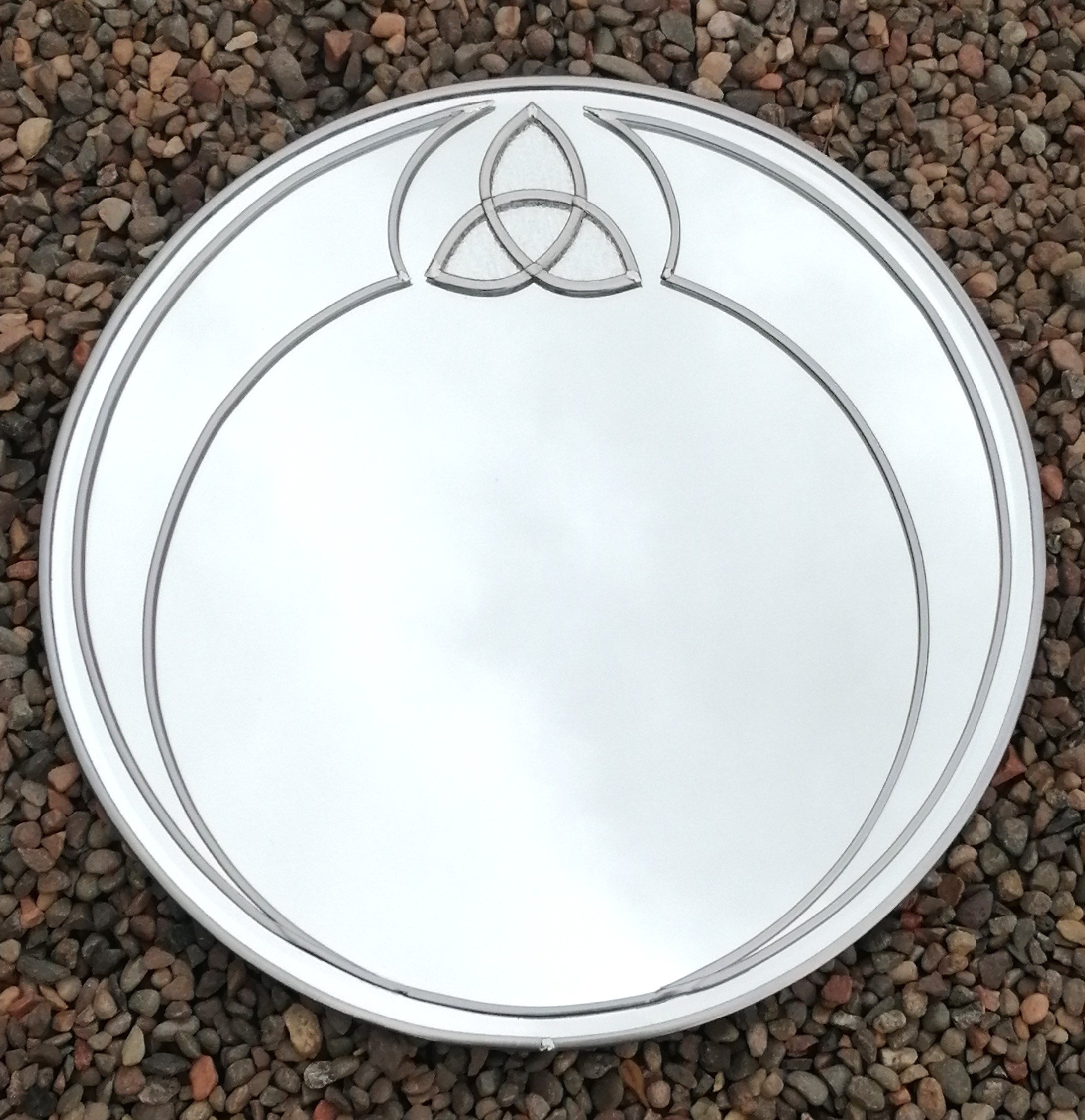 Triquetra Celtic Love knot Stained Glass Effect Wall Mirror Hand Leaded Scottish Design