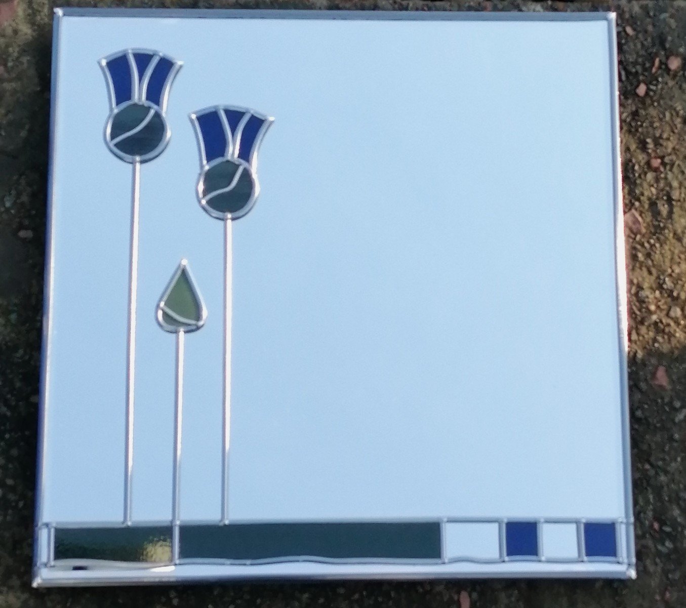Twin Thistles Stained Glass Effect Wall Mirror